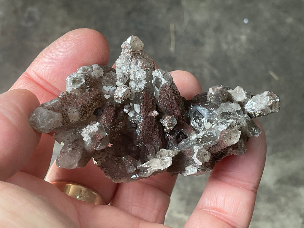 50g Hematite Coated Smokey Quartz with Pyrite, Calcite and Fluorite from Fujian, China
