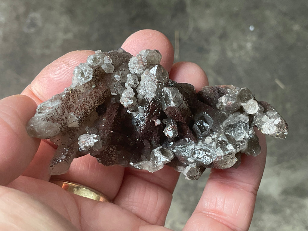 50g Hematite Coated Smokey Quartz with Pyrite, Calcite and Fluorite from Fujian, China