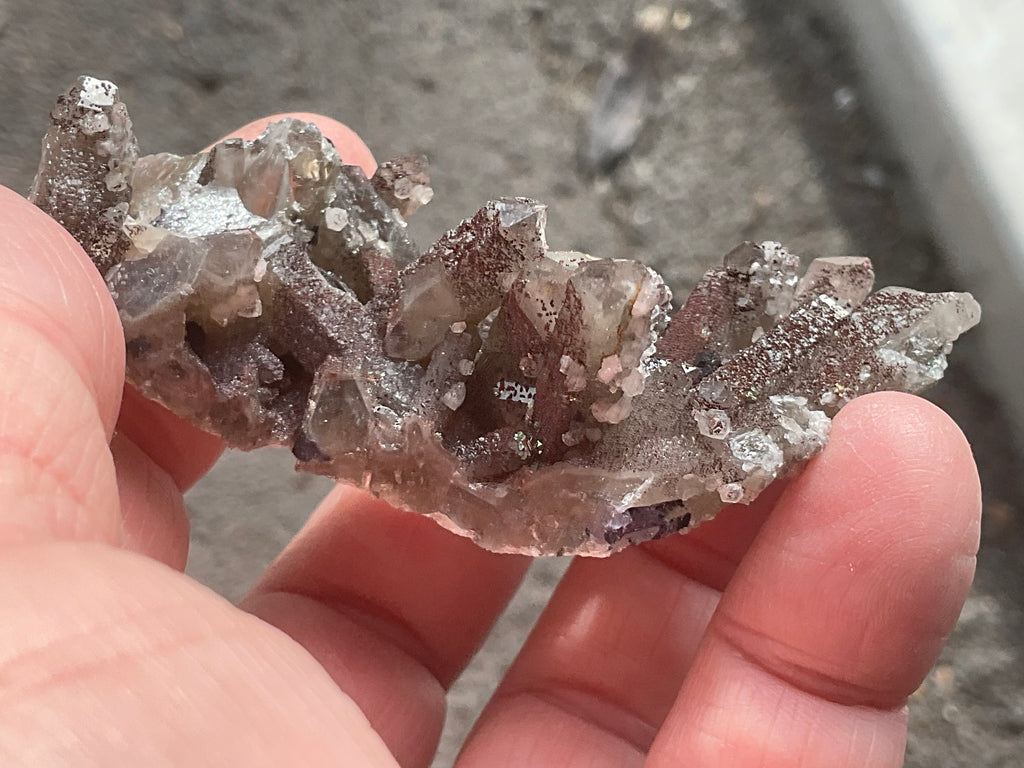 50g Hematite Coated Smokey Quartz with Pyrite, Calcite and Fluorite from Fujian, China