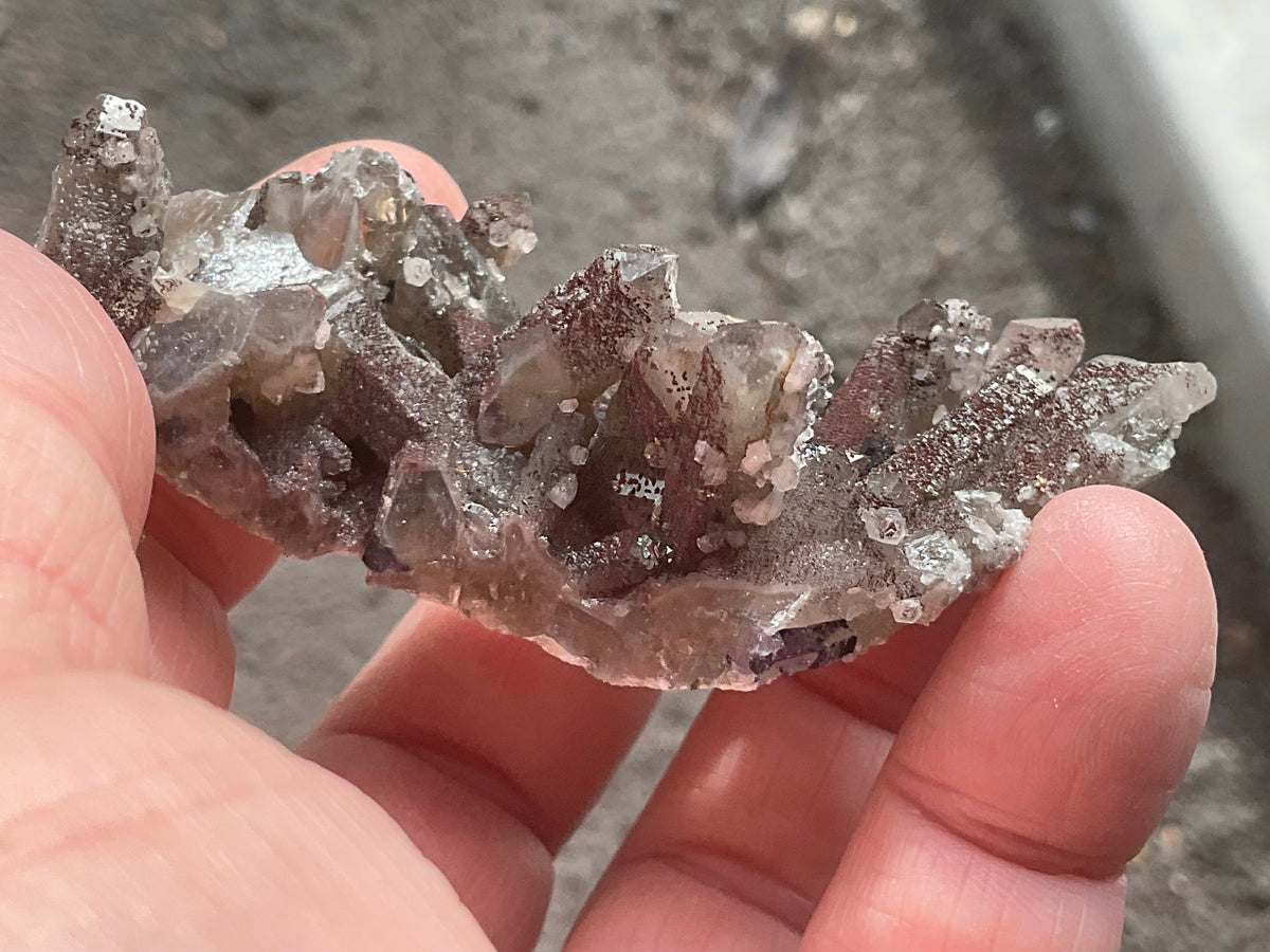 50g Hematite Coated Smokey Quartz with Pyrite, Calcite and Fluorite from Fujian, China