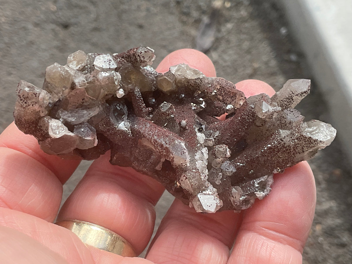 50g Hematite Coated Smokey Quartz with Pyrite, Calcite and Fluorite from Fujian, China