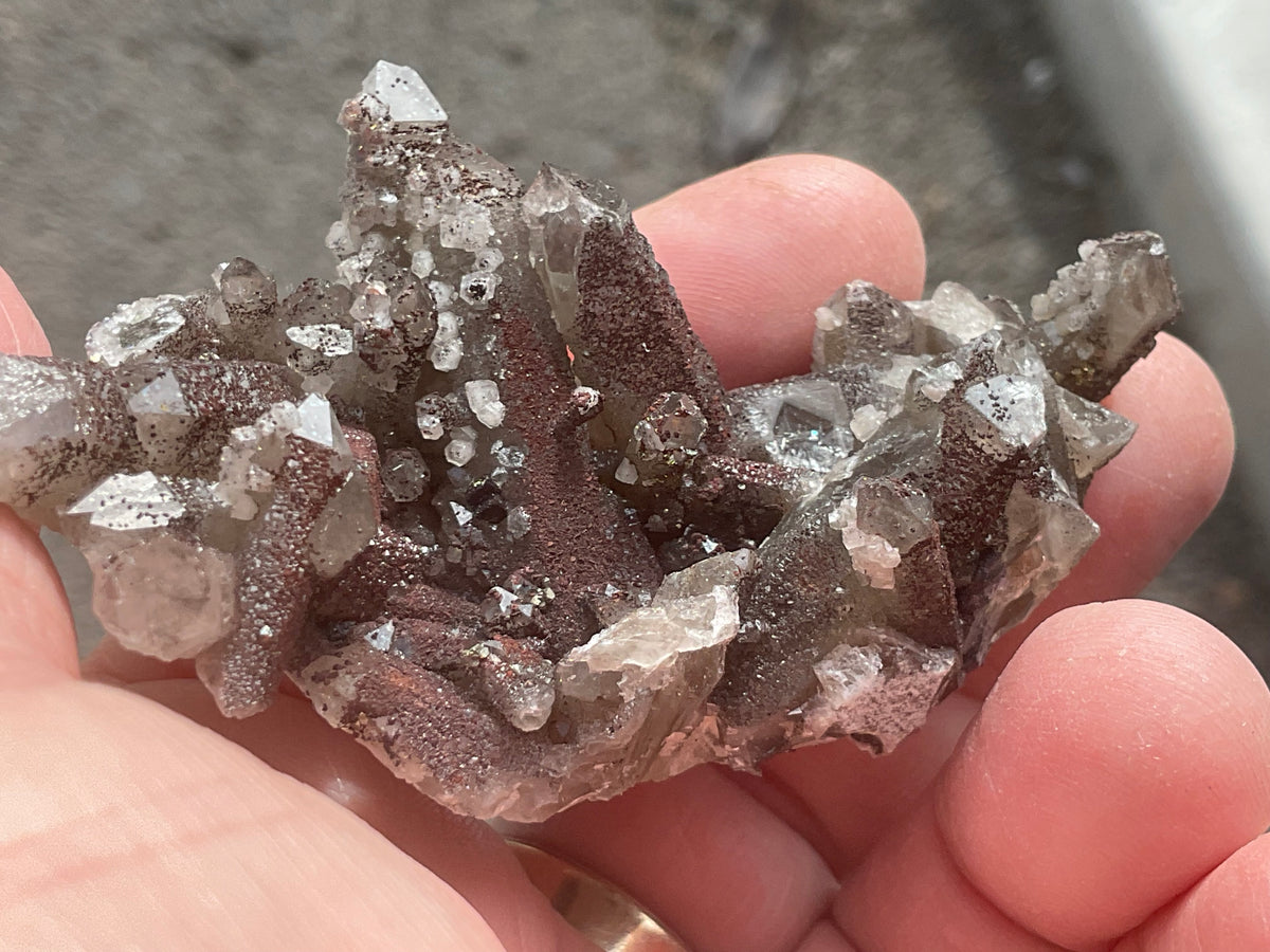 50g Hematite Coated Smokey Quartz with Pyrite, Calcite and Fluorite from Fujian, China