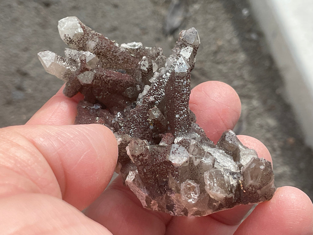 50g Hematite Coated Smokey Quartz with Pyrite, Calcite and Fluorite from Fujian, China
