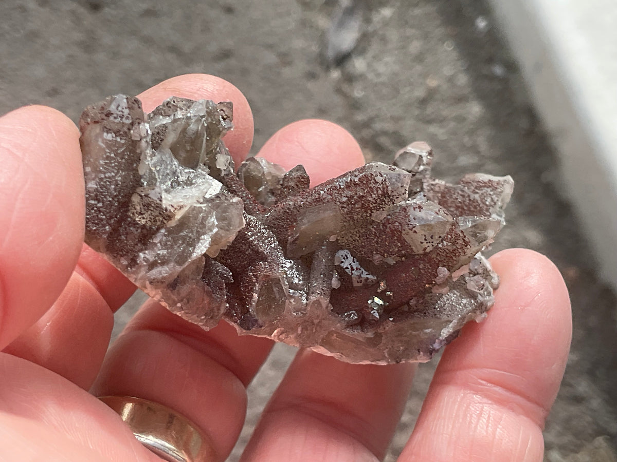 50g Hematite Coated Smokey Quartz with Pyrite, Calcite and Fluorite from Fujian, China