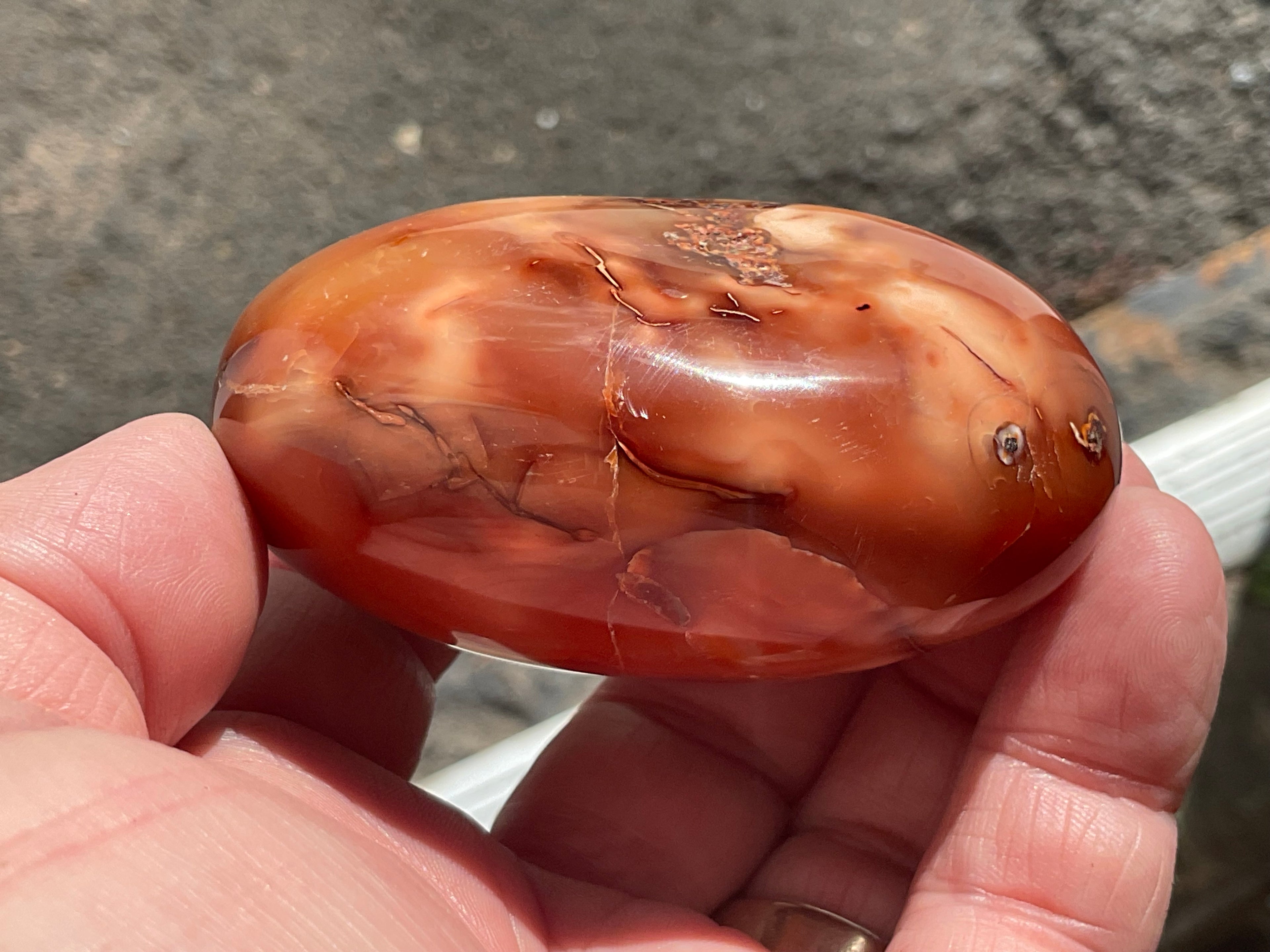 186g Carnelian Orca Agate Palmstone 7C