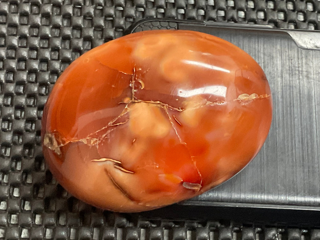186g Carnelian Orca Agate Palmstone 7C