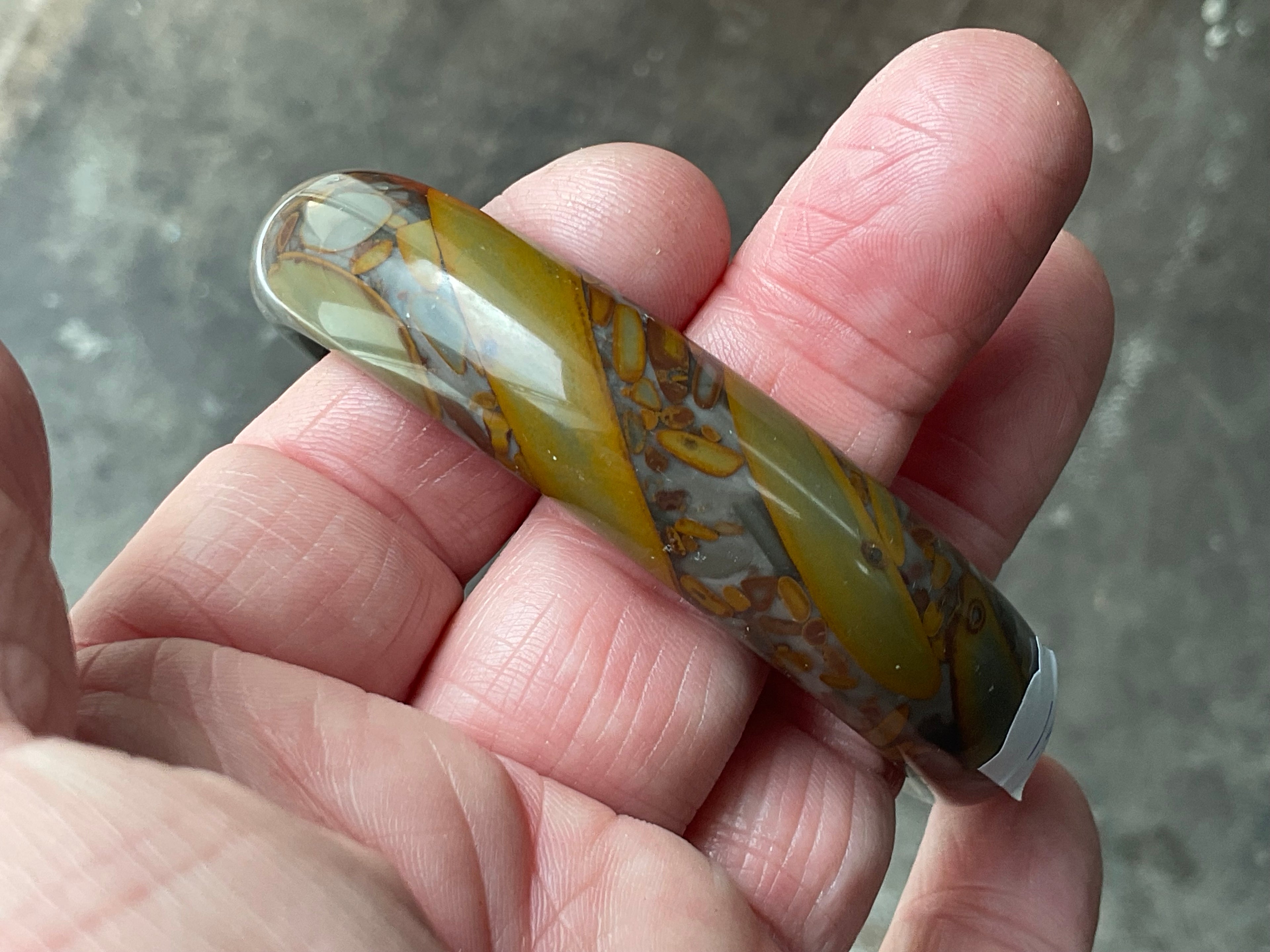 66g A Grade “Bamboo Leaf” Jasper Solid Bangle A