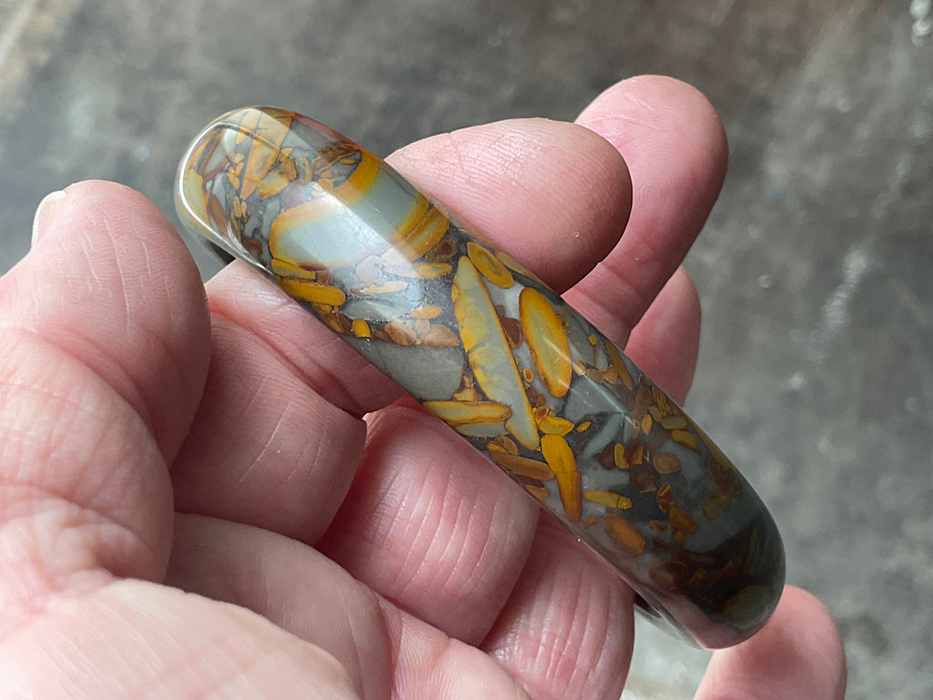 66g A Grade “Bamboo Leaf” Jasper Solid Bangle A