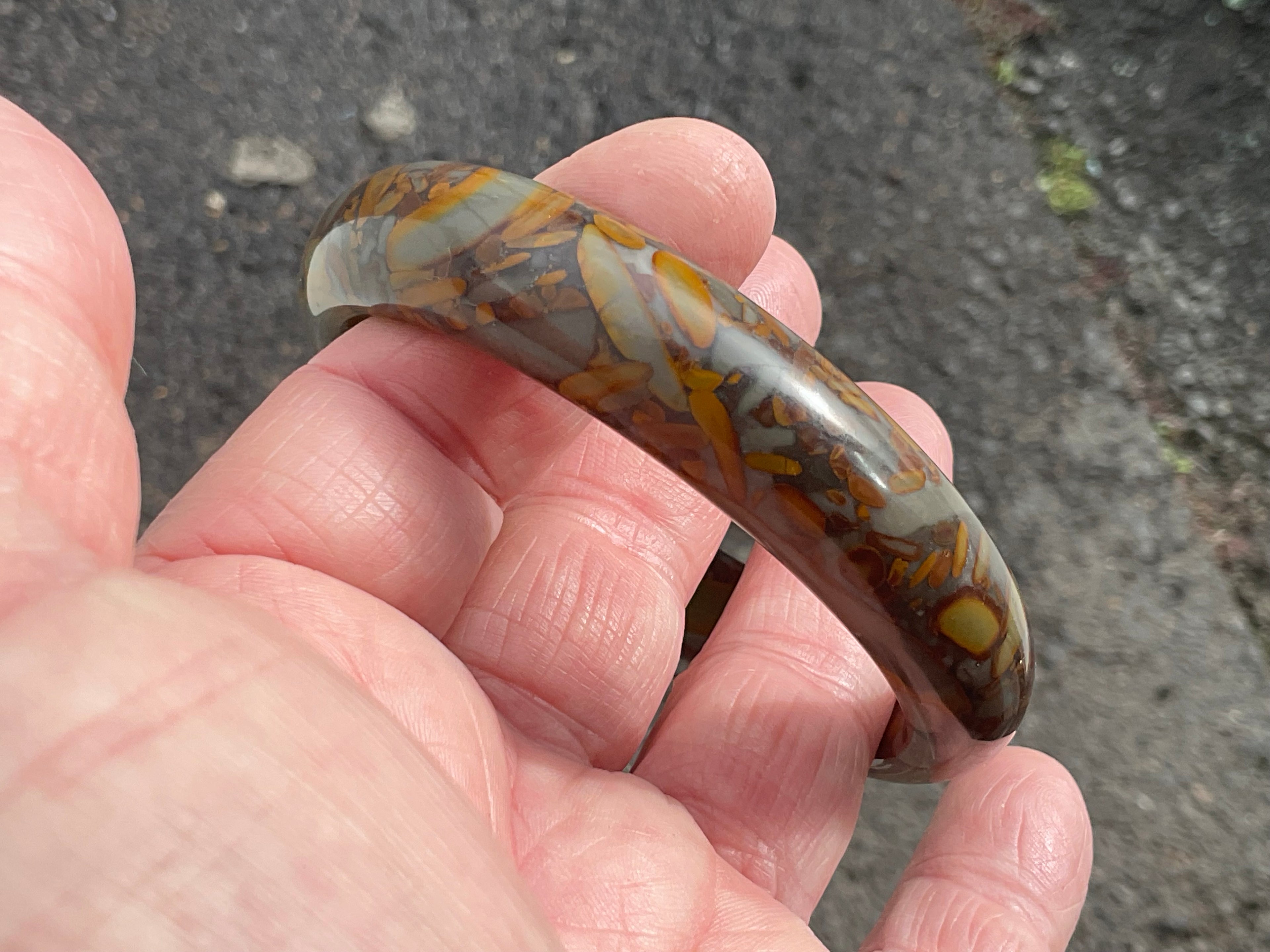 66g A Grade “Bamboo Leaf” Jasper Solid Bangle A