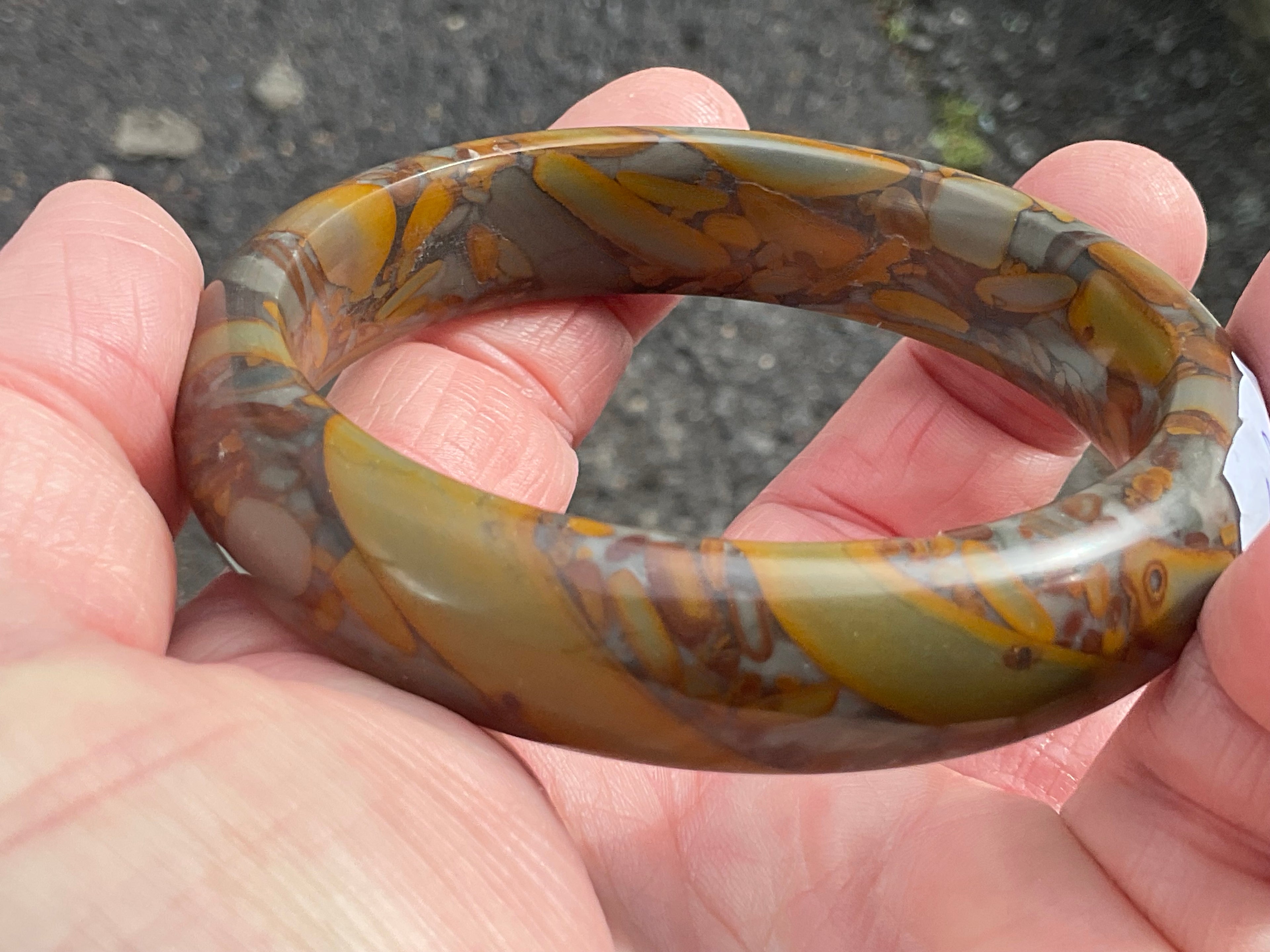 66g A Grade “Bamboo Leaf” Jasper Solid Bangle A