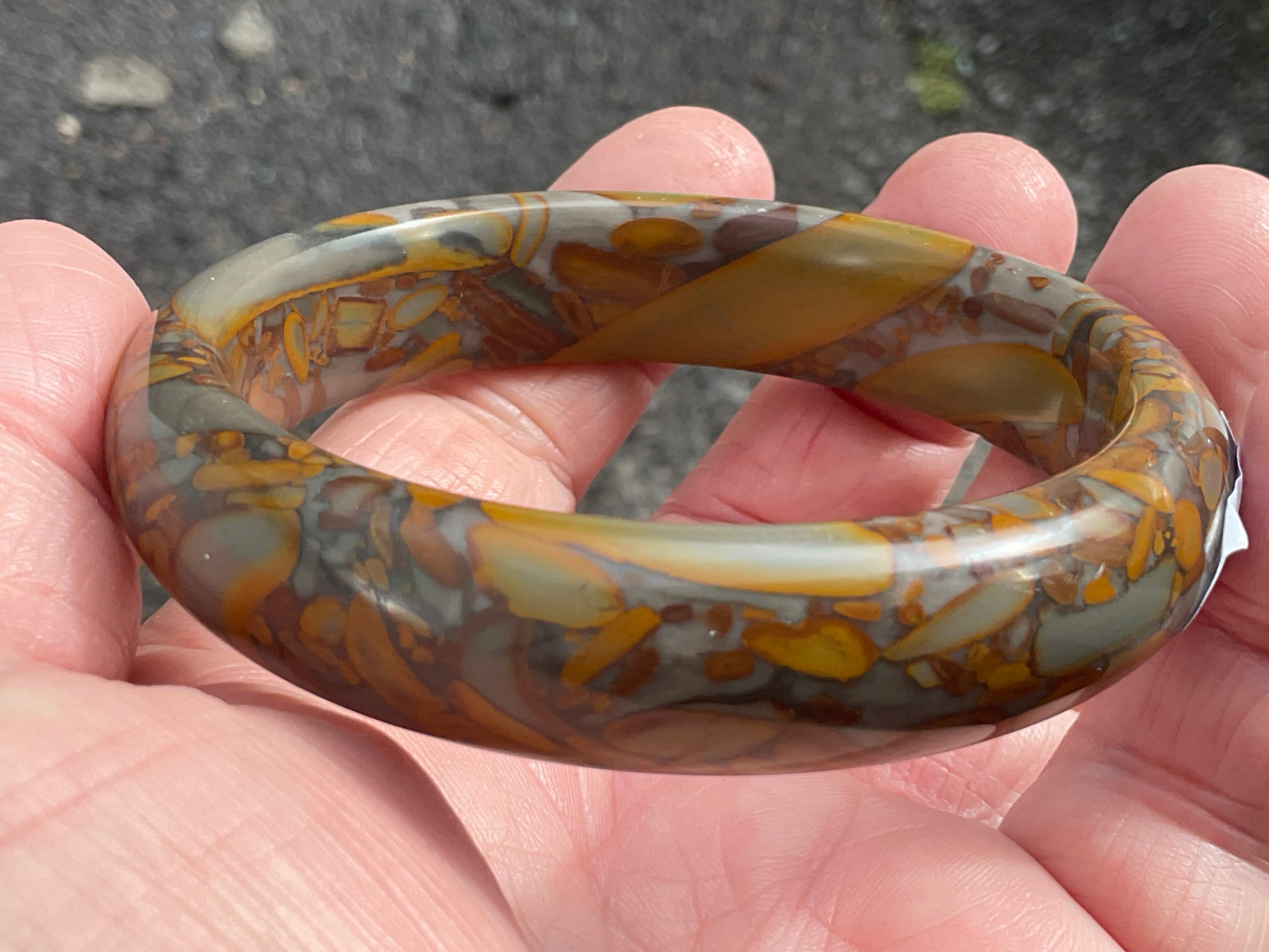 66g A Grade “Bamboo Leaf” Jasper Solid Bangle A