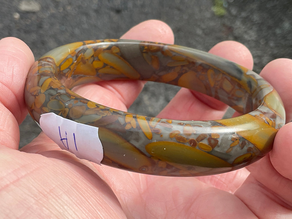 66g A Grade “Bamboo Leaf” Jasper Solid Bangle A