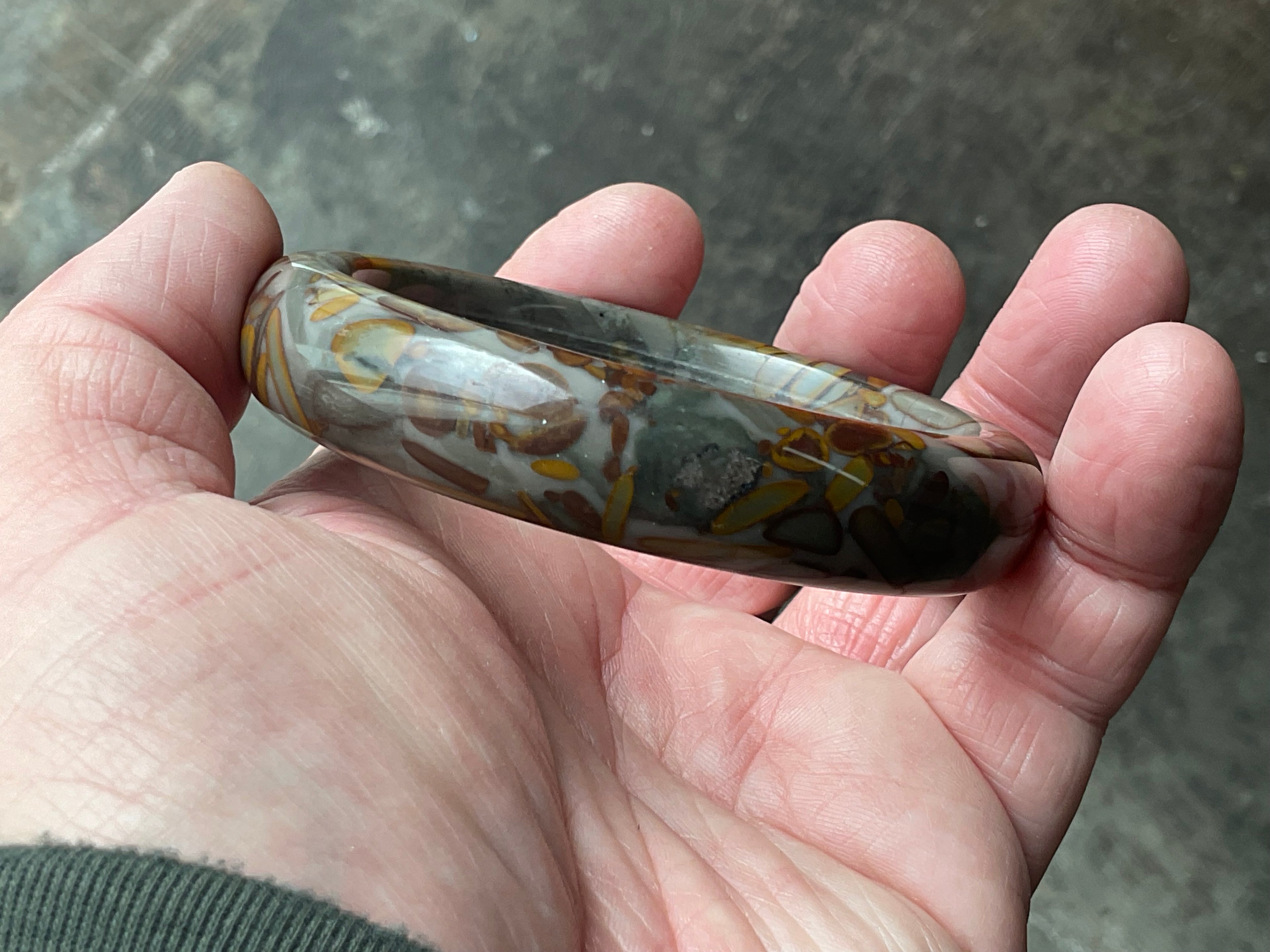 66g A Grade “Bamboo Leaf” Jasper Solid Bangle B