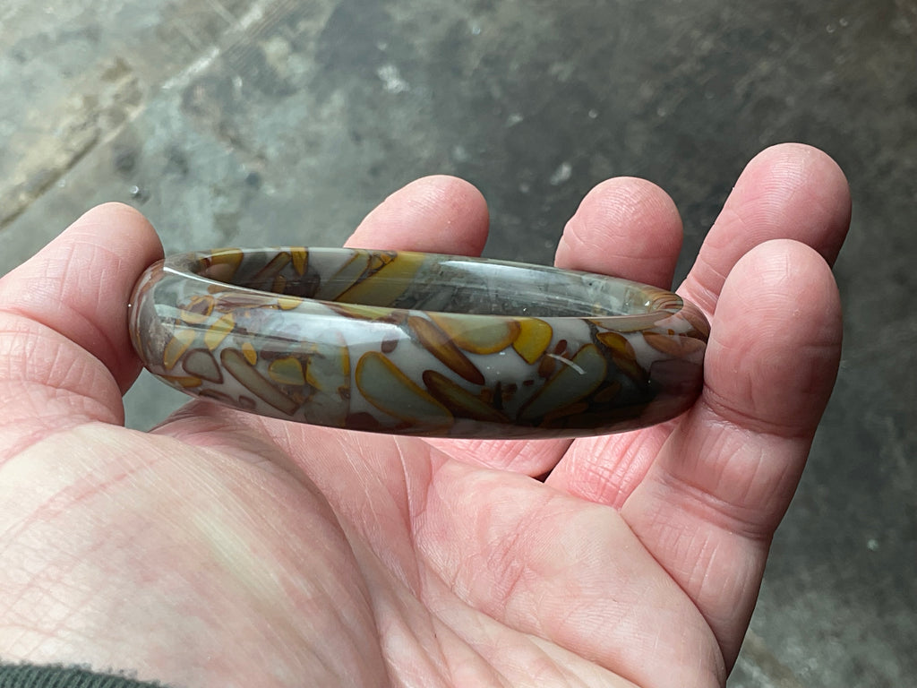 66g A Grade “Bamboo Leaf” Jasper Solid Bangle B