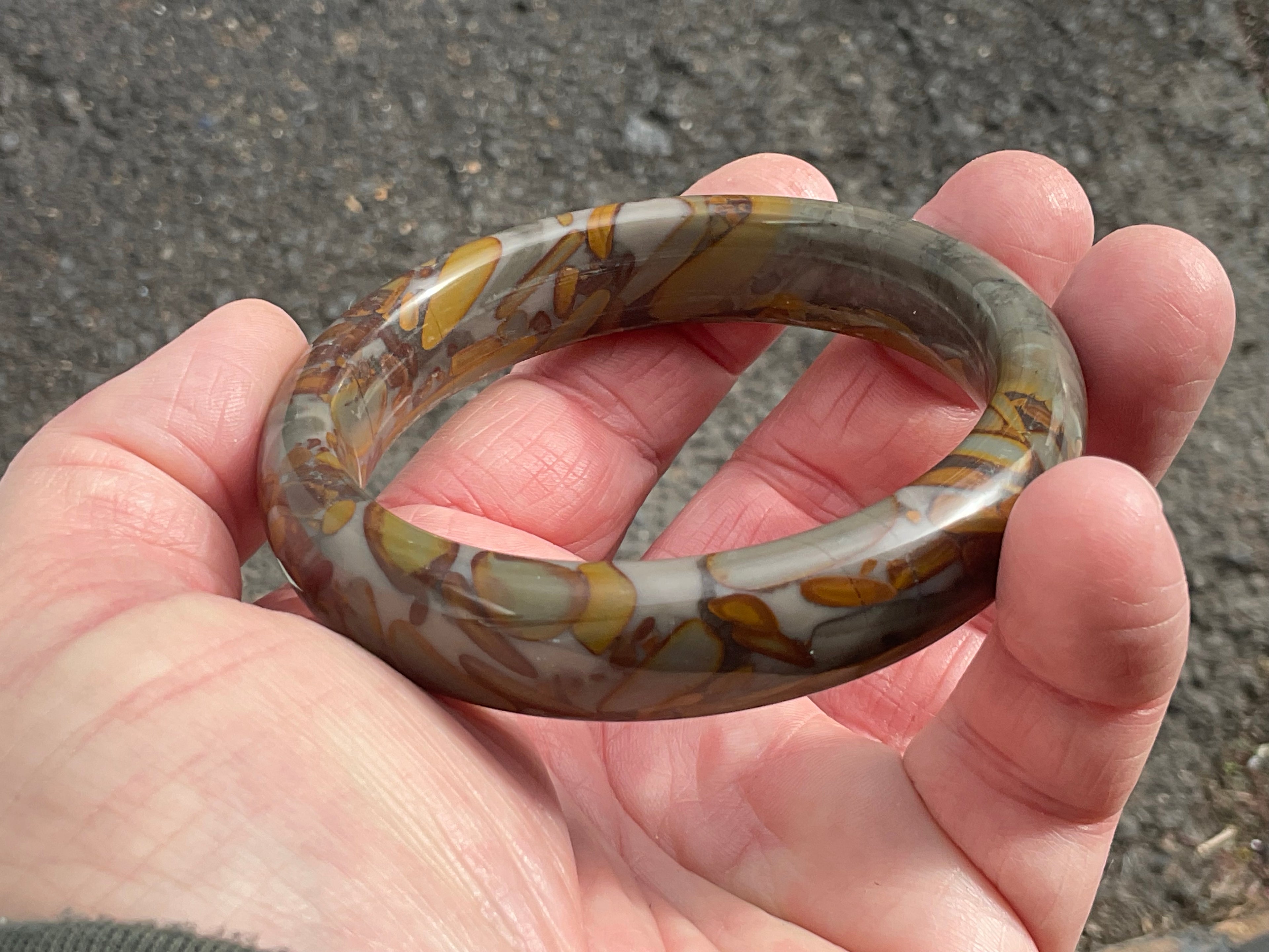 66g A Grade “Bamboo Leaf” Jasper Solid Bangle B