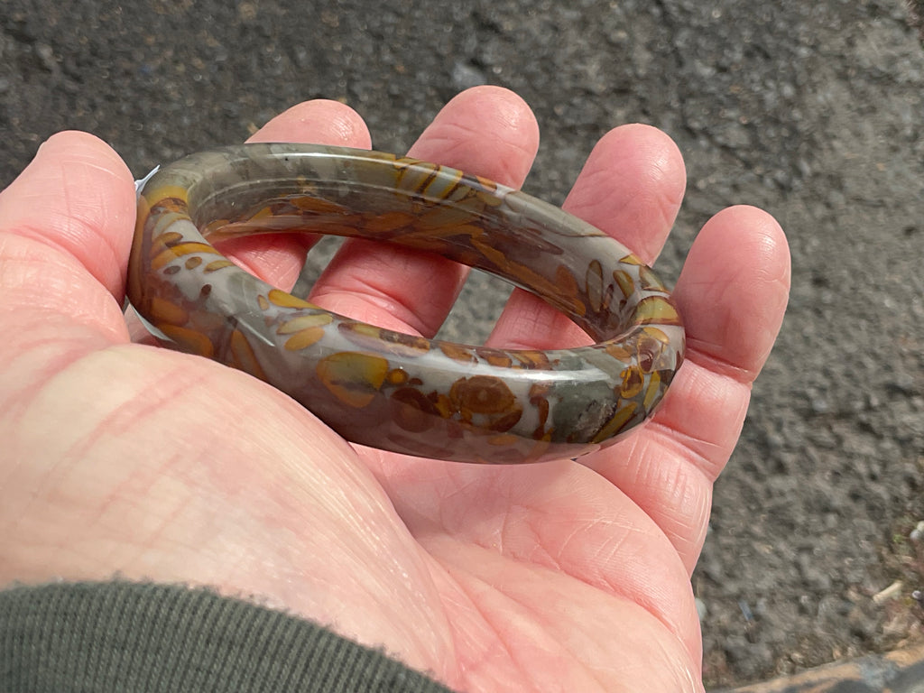 66g A Grade “Bamboo Leaf” Jasper Solid Bangle B