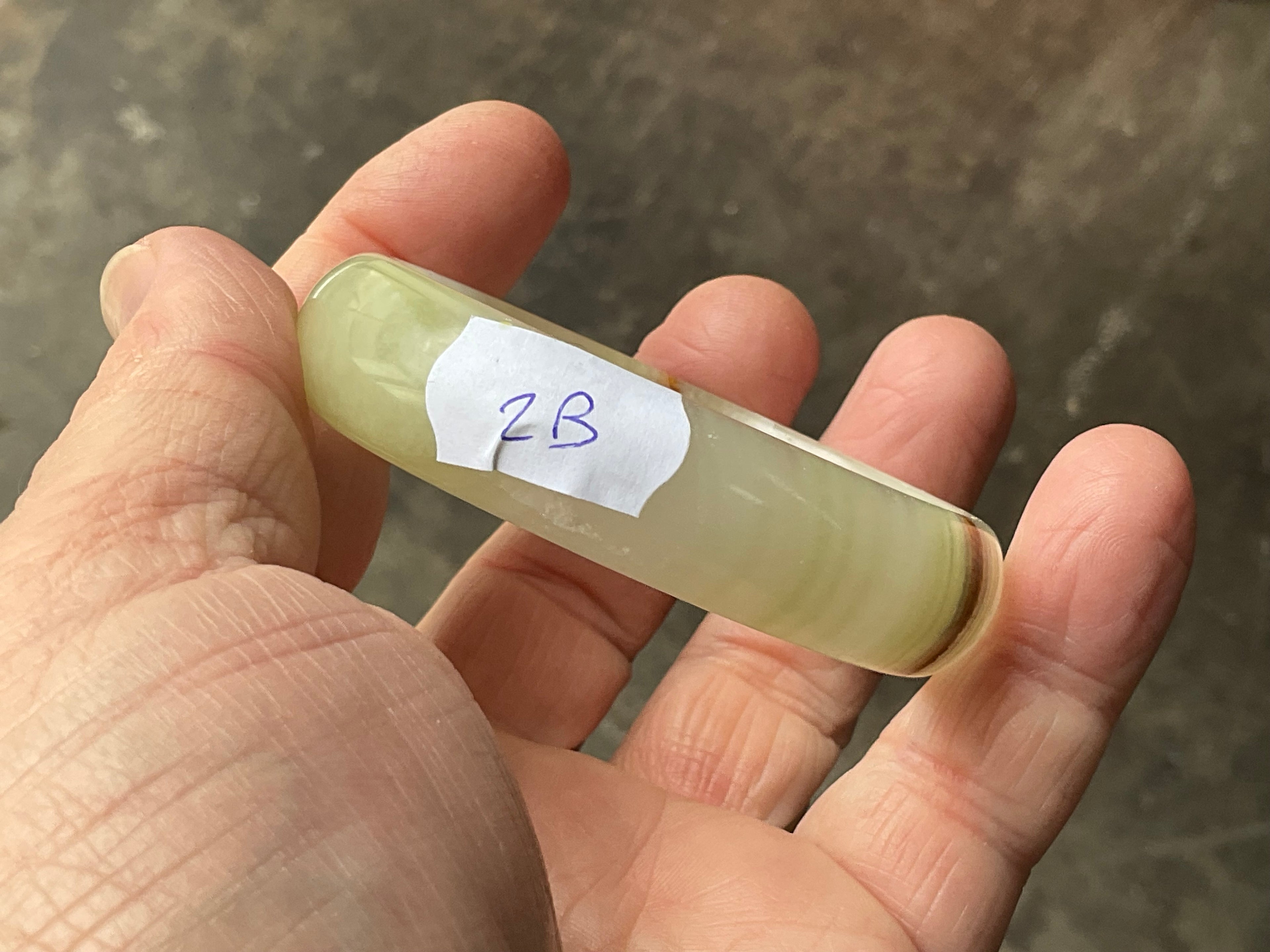 42g Small Green Banded Onyx Solid Bangle 2B