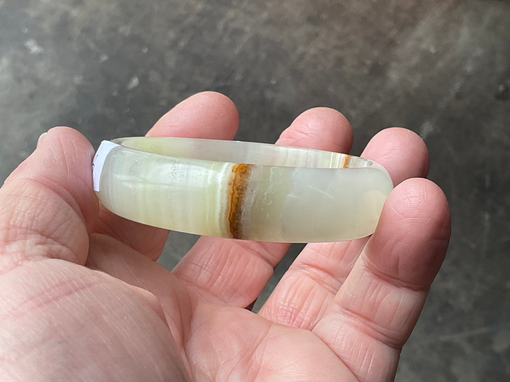 42g Small Green Banded Onyx Solid Bangle 2B