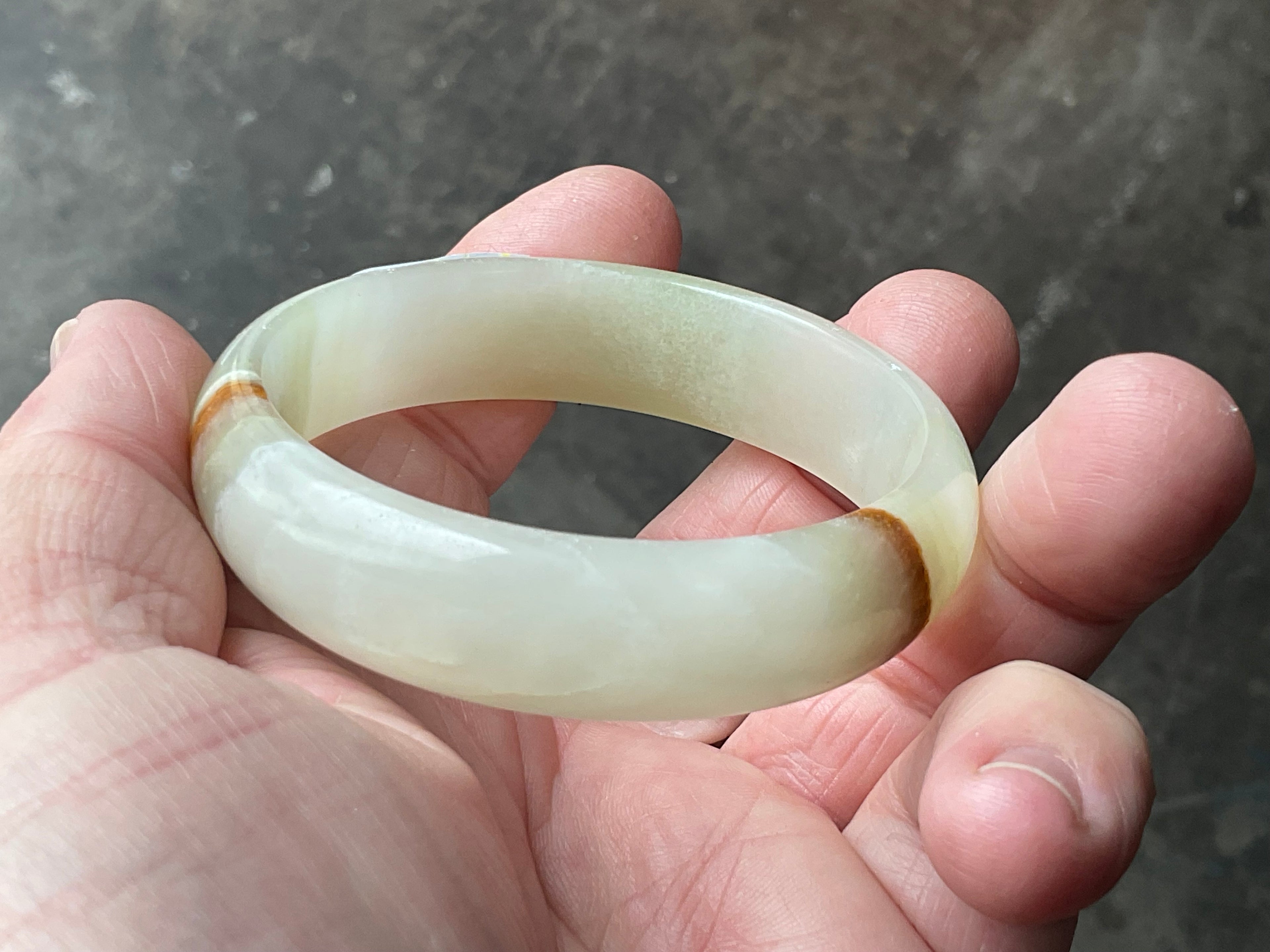 42g Small Green Banded Onyx Solid Bangle 2B