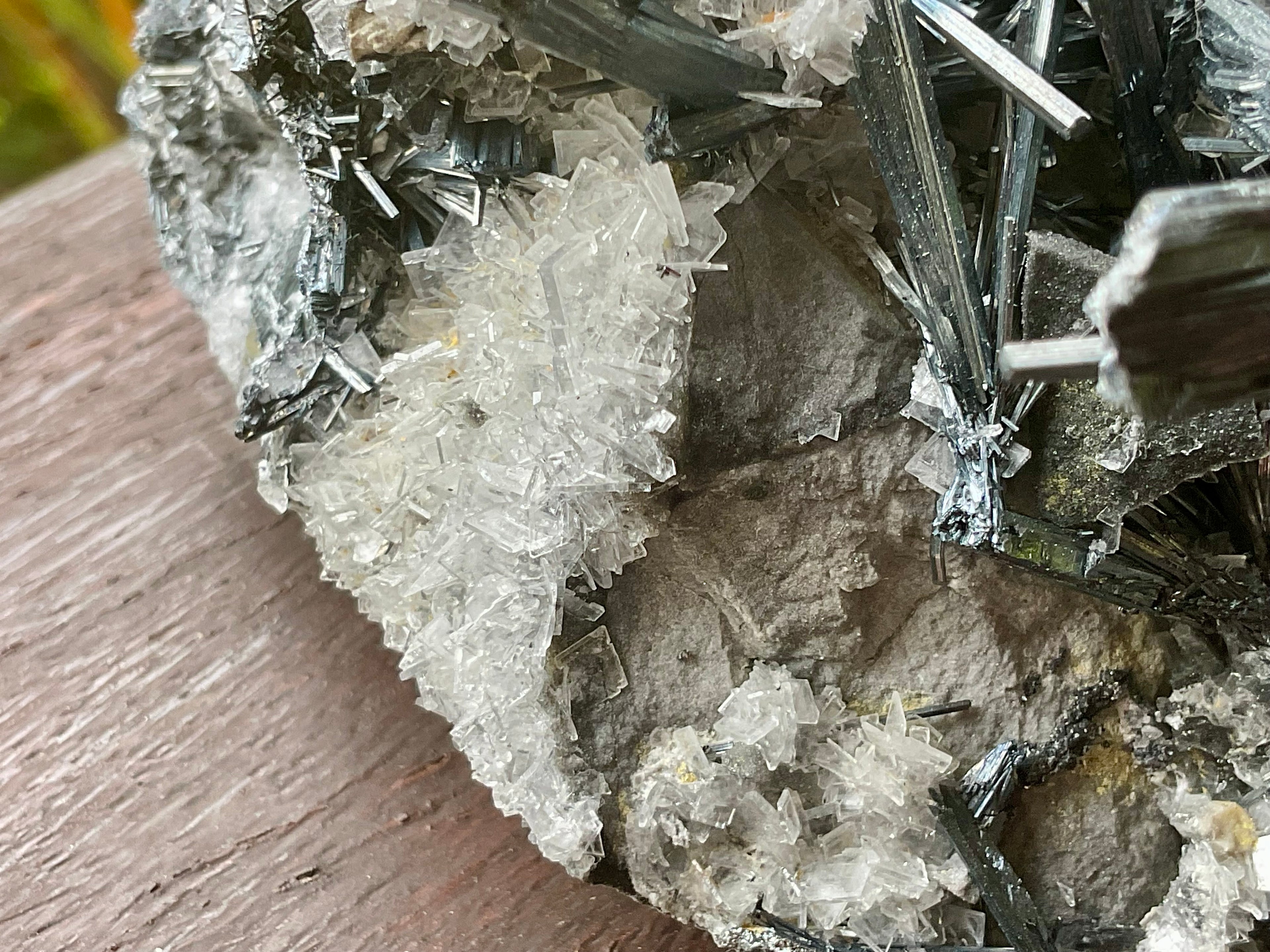 576g Stibnite with White Baryte Specimen