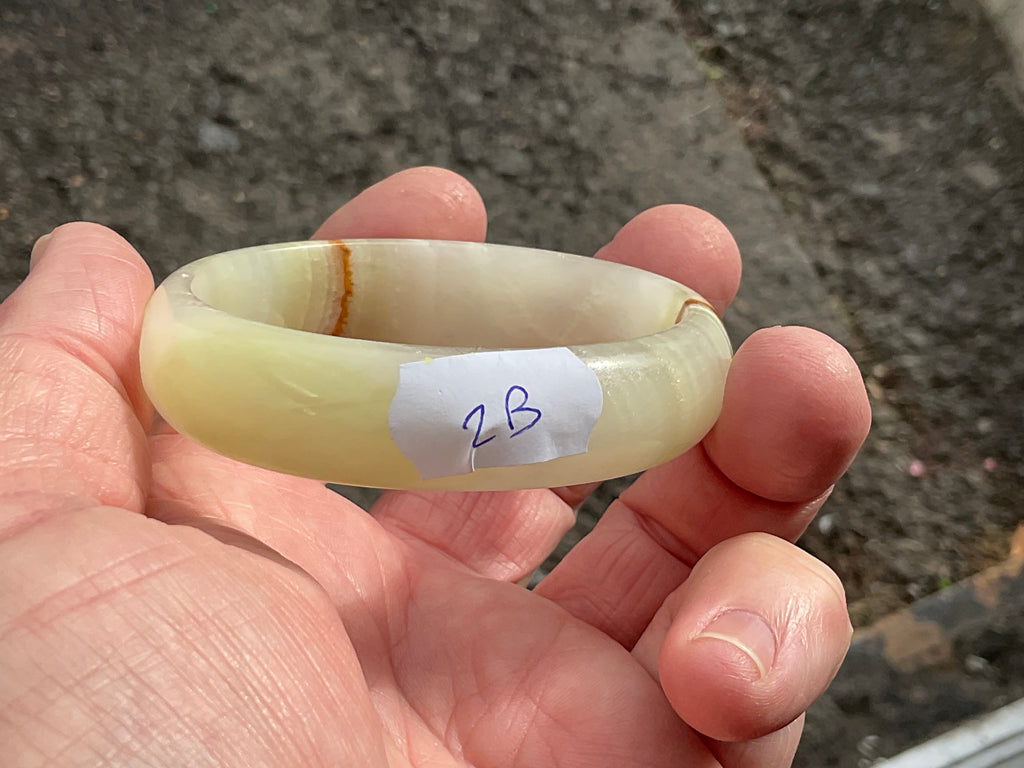 42g Small Green Banded Onyx Solid Bangle 2B
