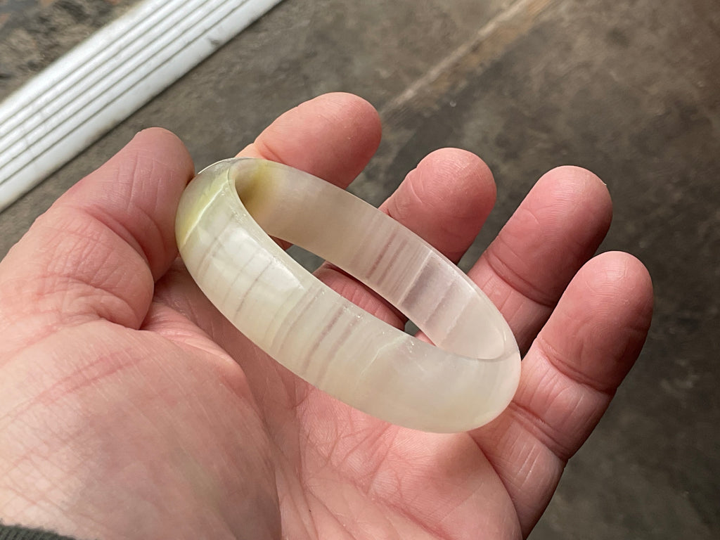 40g Small Green Banded Onyx Solid Bangle 2A