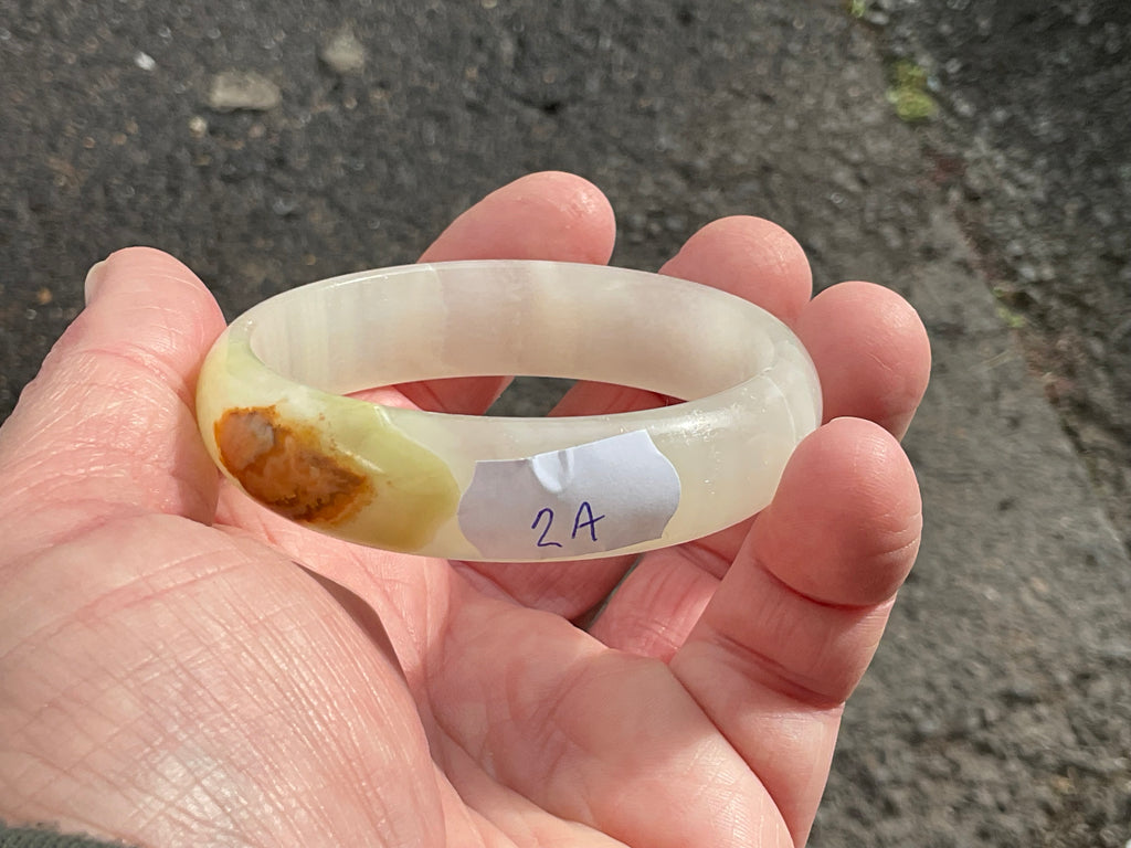 40g Small Green Banded Onyx Solid Bangle 2A