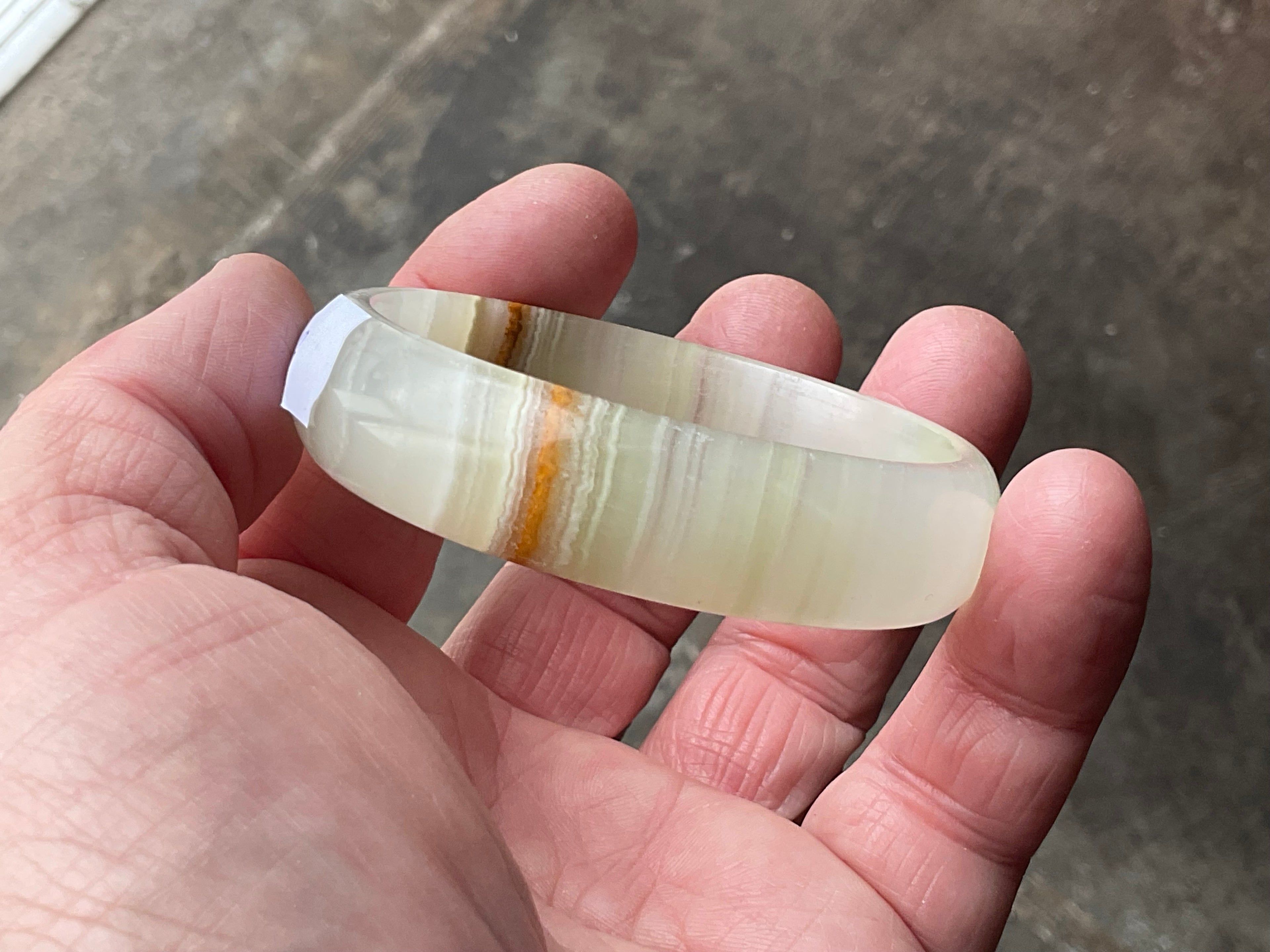 42g Small Green Banded Onyx Solid Bangle 1B