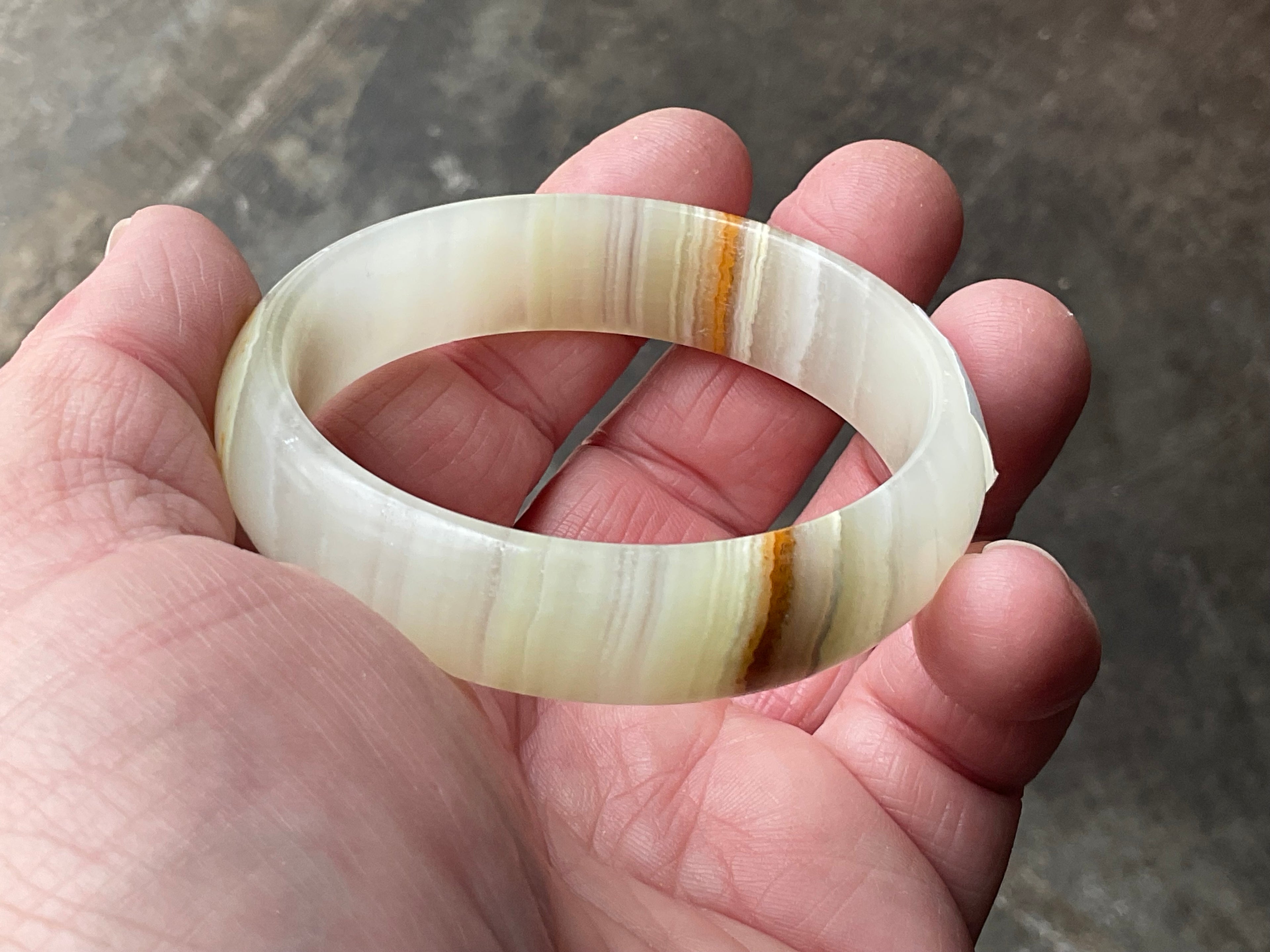 42g Small Green Banded Onyx Solid Bangle 1B