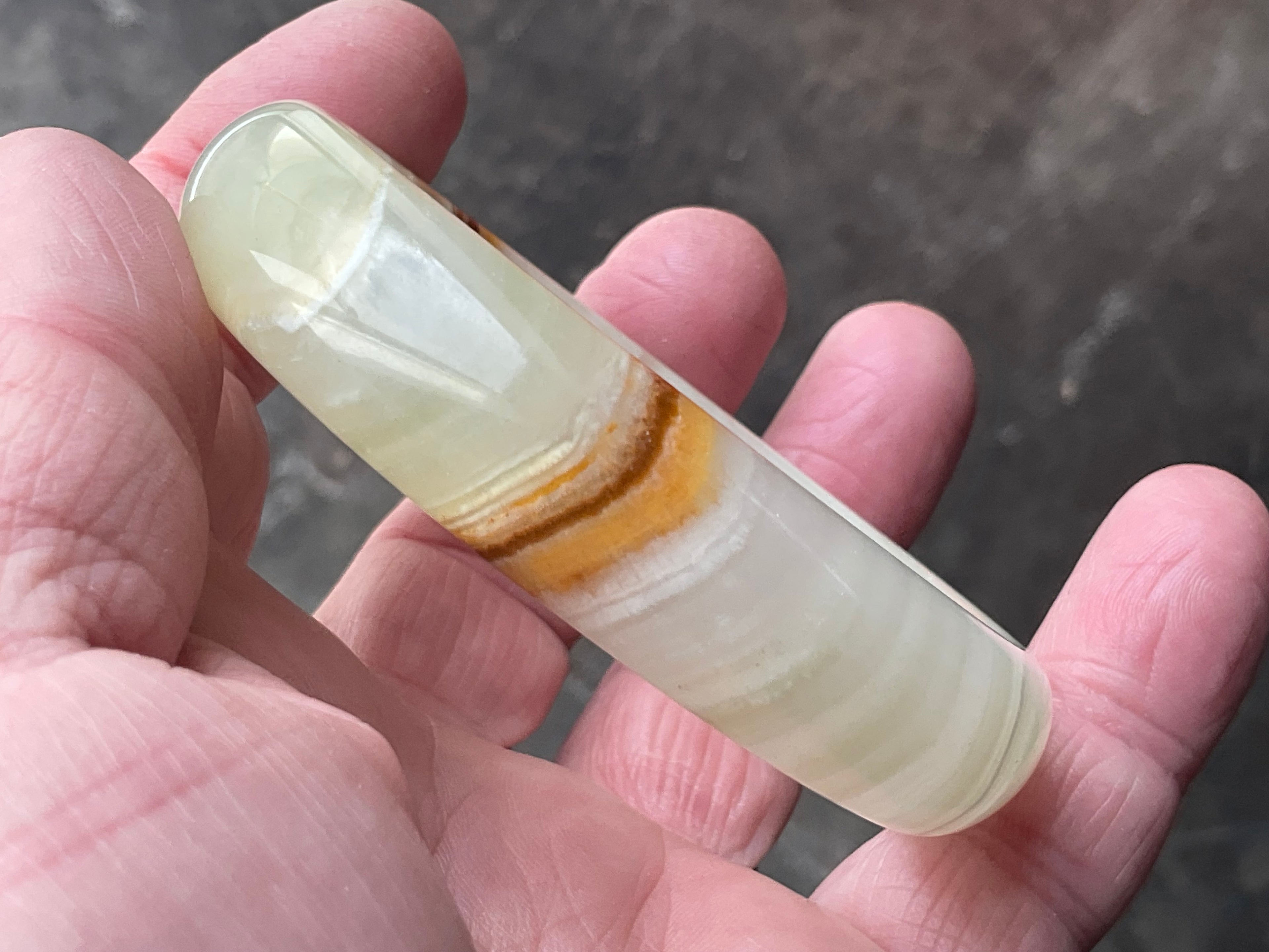 60g Green Banded Onyx Solid Bangle 3A
