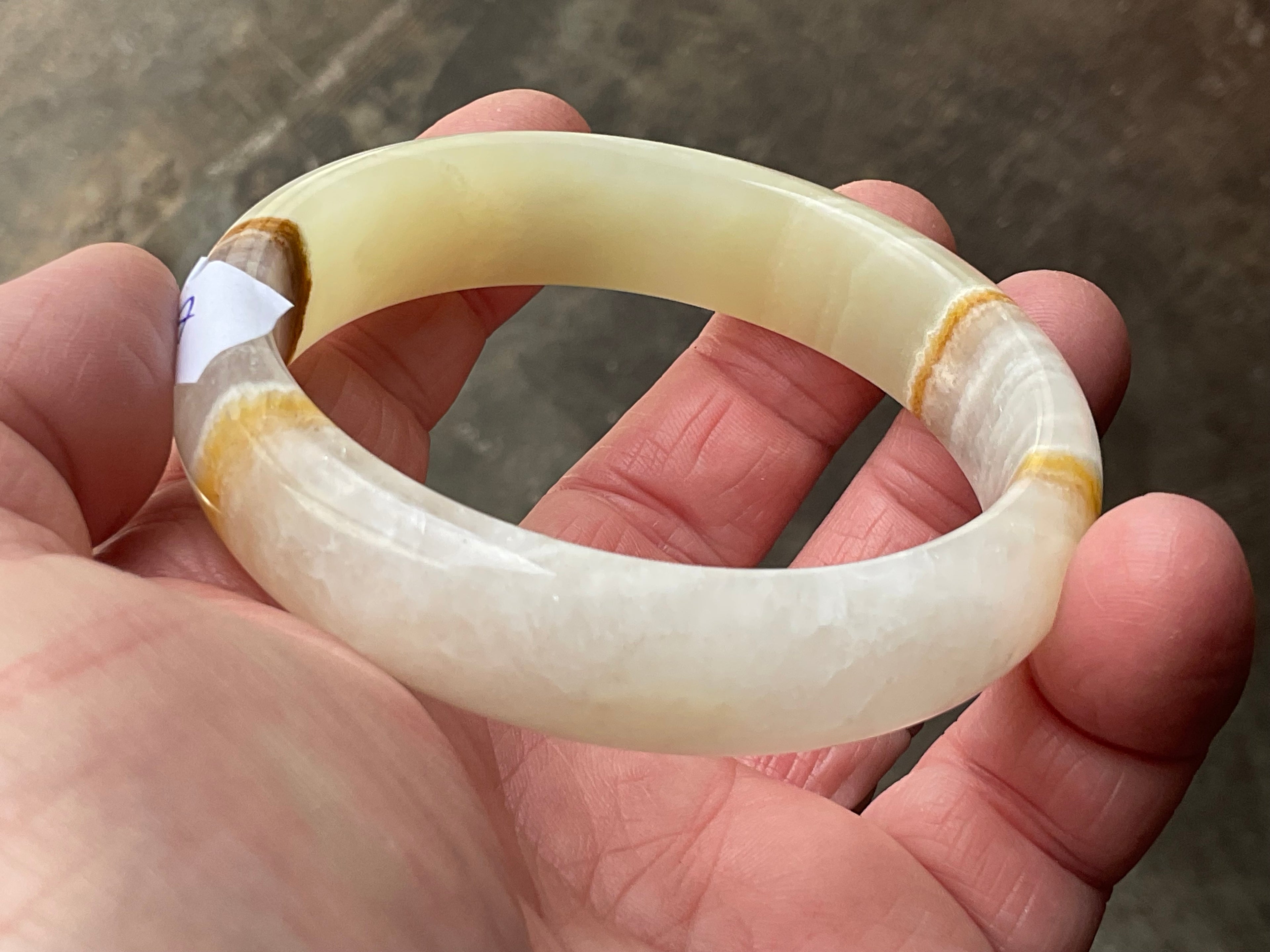 62g Green Banded Onyx Solid Bangle 4A