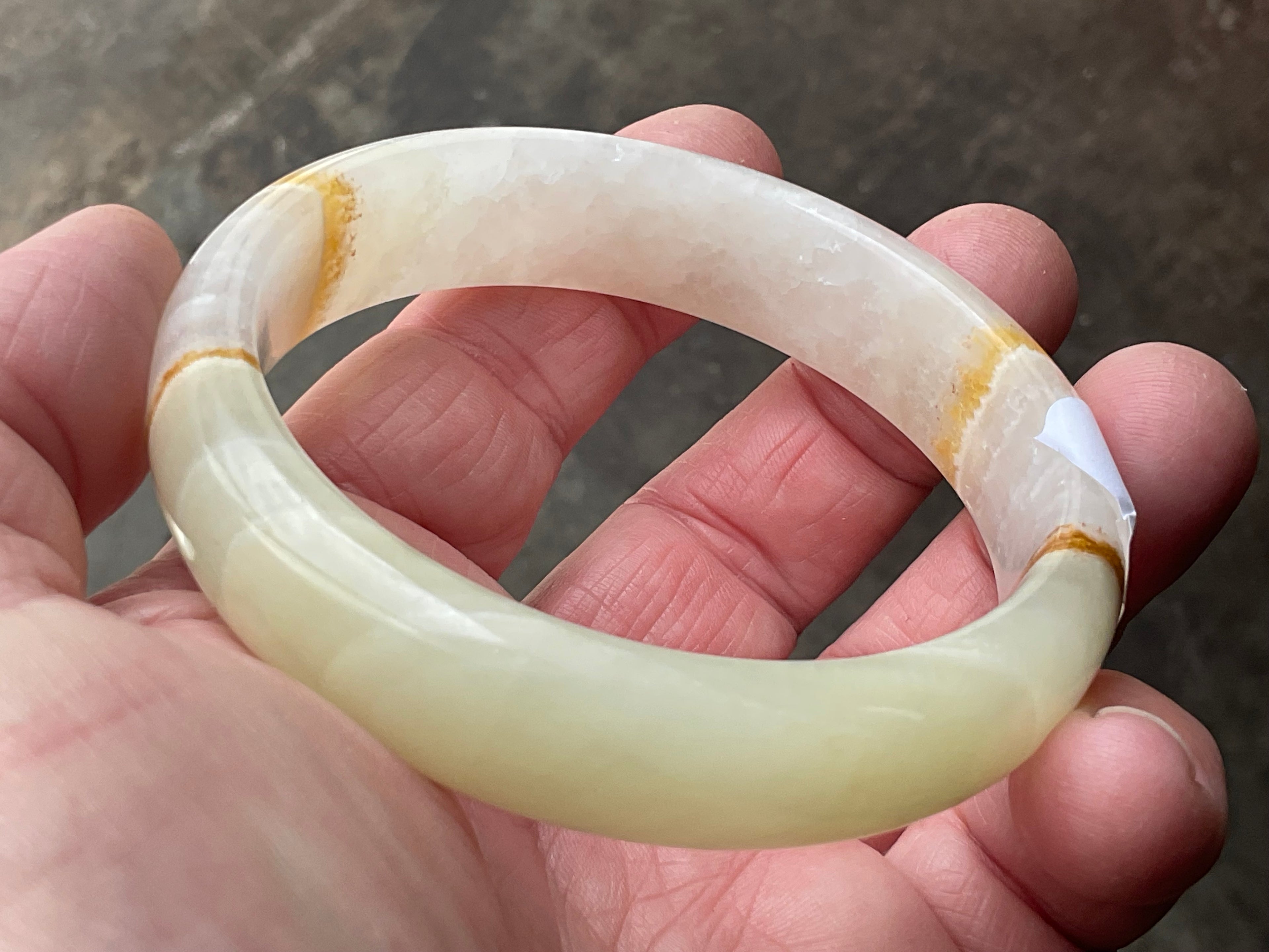 62g Green Banded Onyx Solid Bangle 4A