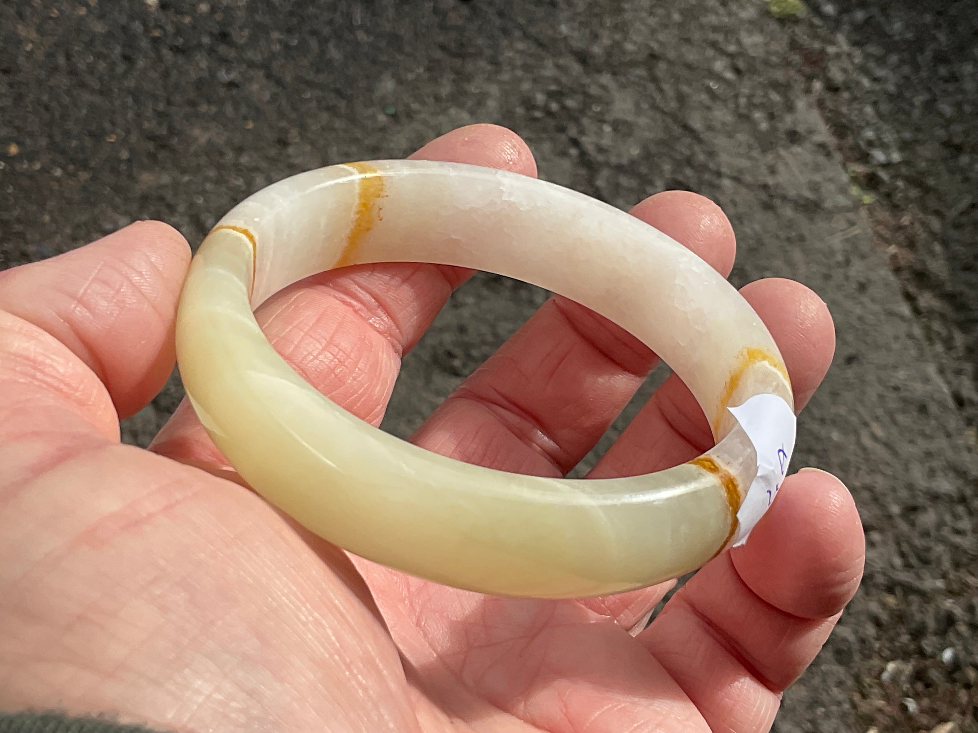 62g Green Banded Onyx Solid Bangle 4A