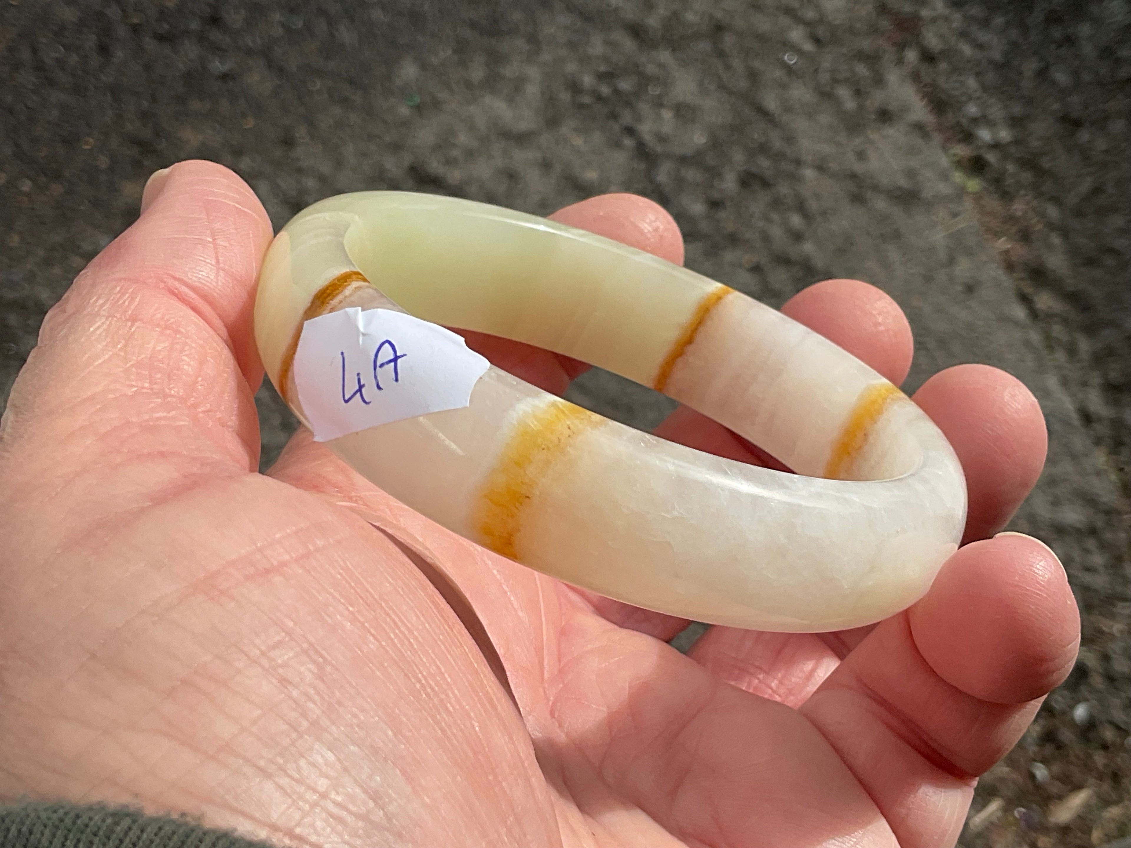 62g Green Banded Onyx Solid Bangle 4A