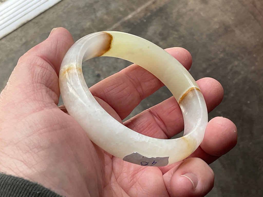 66g Green Banded Onyx Solid Bangle 4B