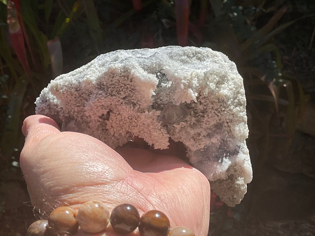 514g Green and Purple Fluorite on Druzy Quartz/Chalcedony from Fujian, China