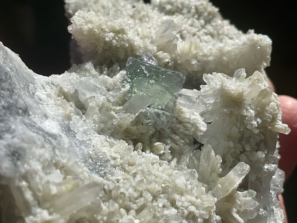 514g Green and Purple Fluorite on Druzy Quartz/Chalcedony from Fujian, China
