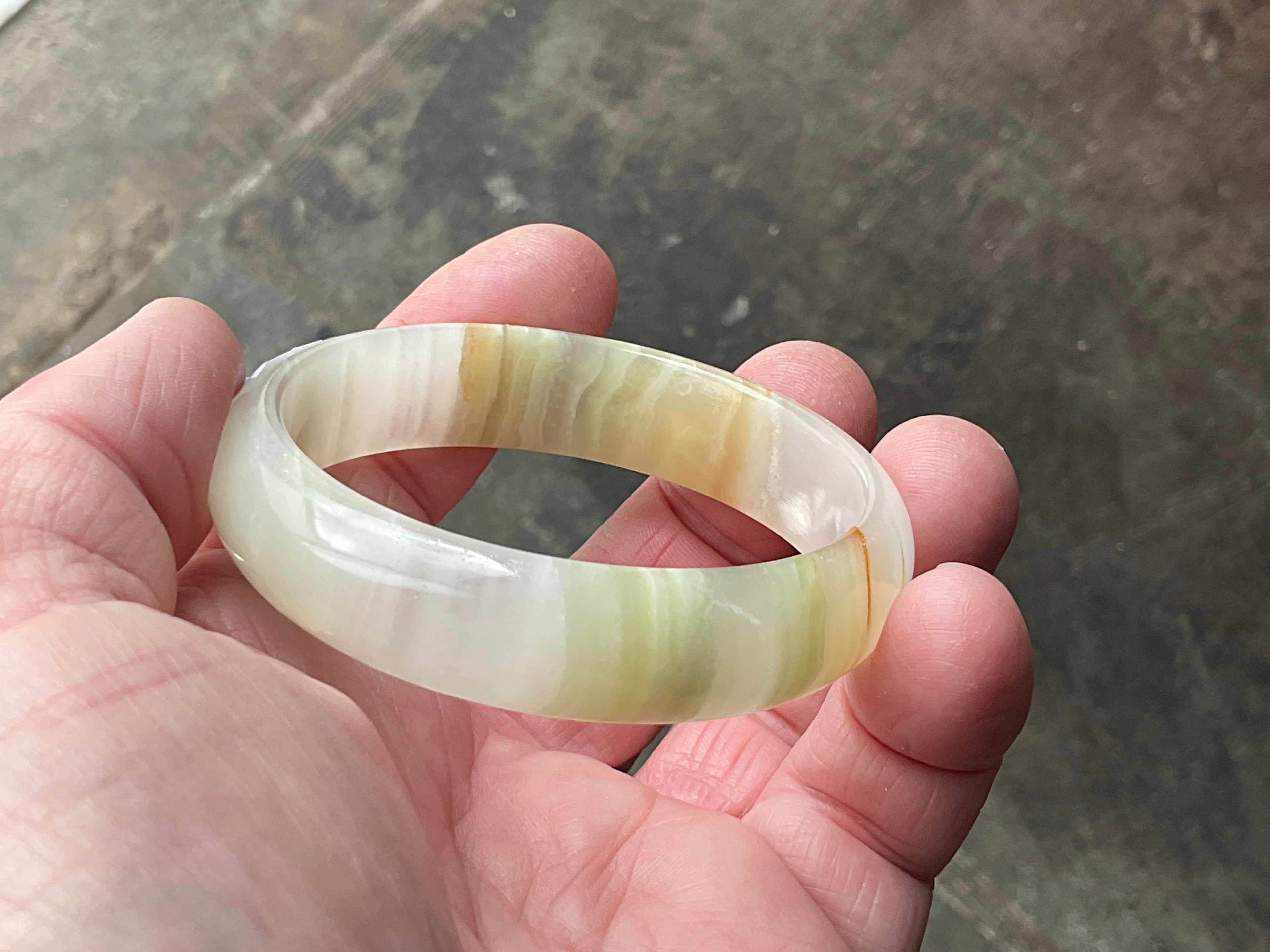 40g Small Green Banded Onyx Bangle 1A