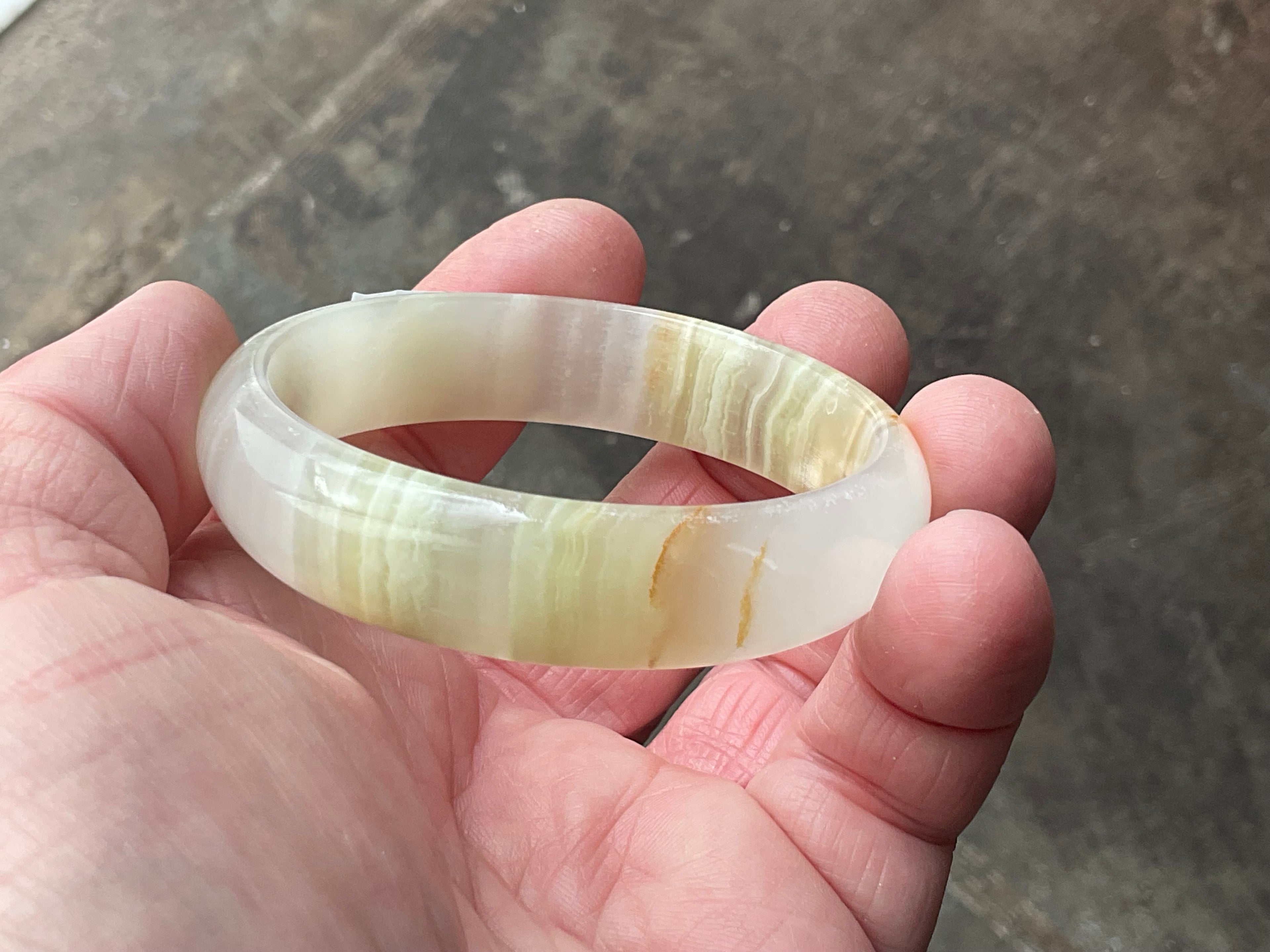 40g Small Green Banded Onyx Bangle 1A