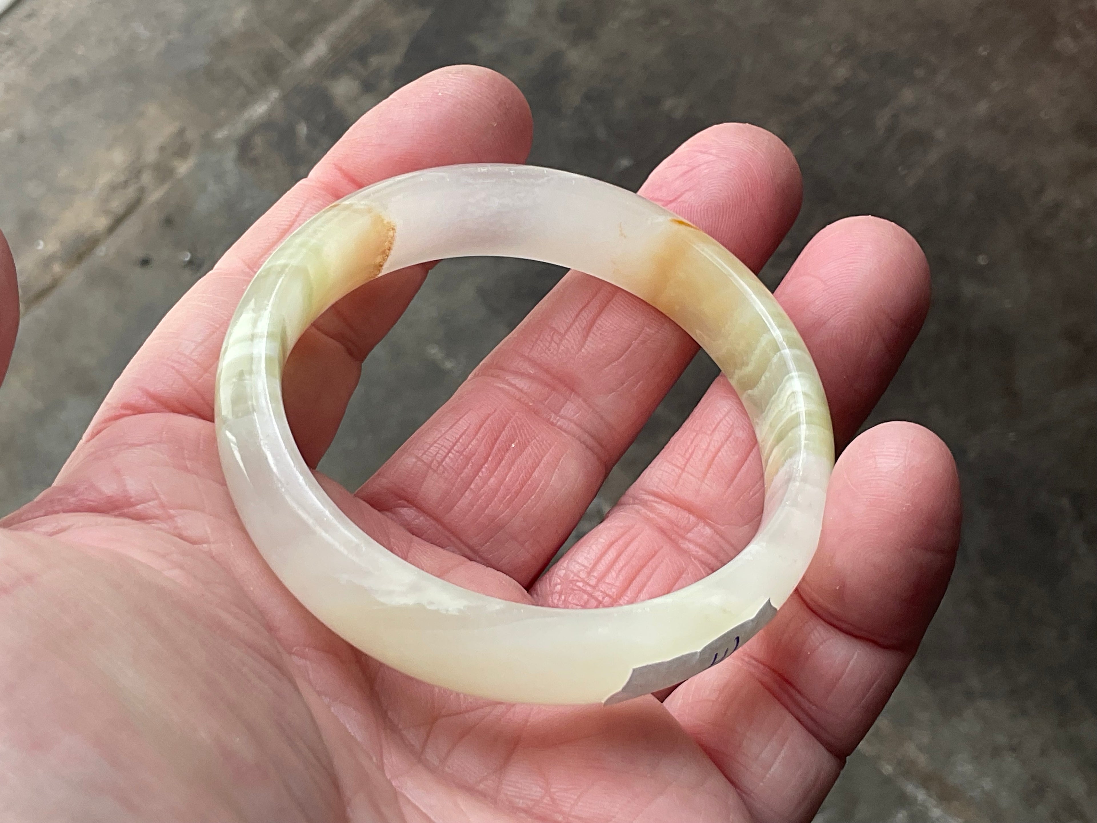 40g Small Green Banded Onyx Bangle 1A