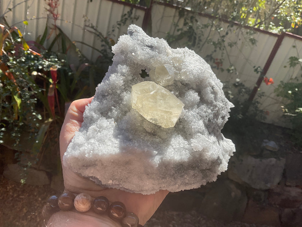 1382g Large Diamond Calcite on Needle Quartz from Fujian, China