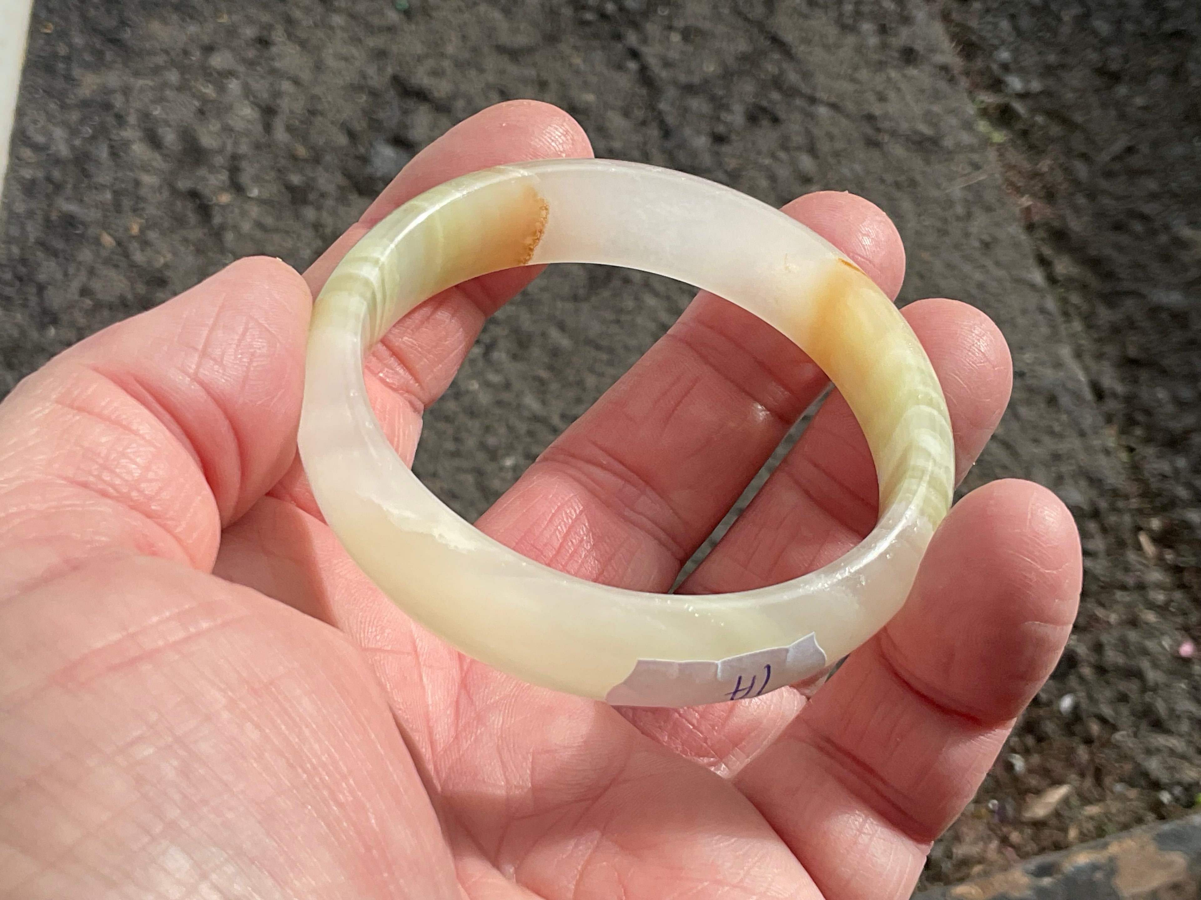 40g Small Green Banded Onyx Bangle 1A