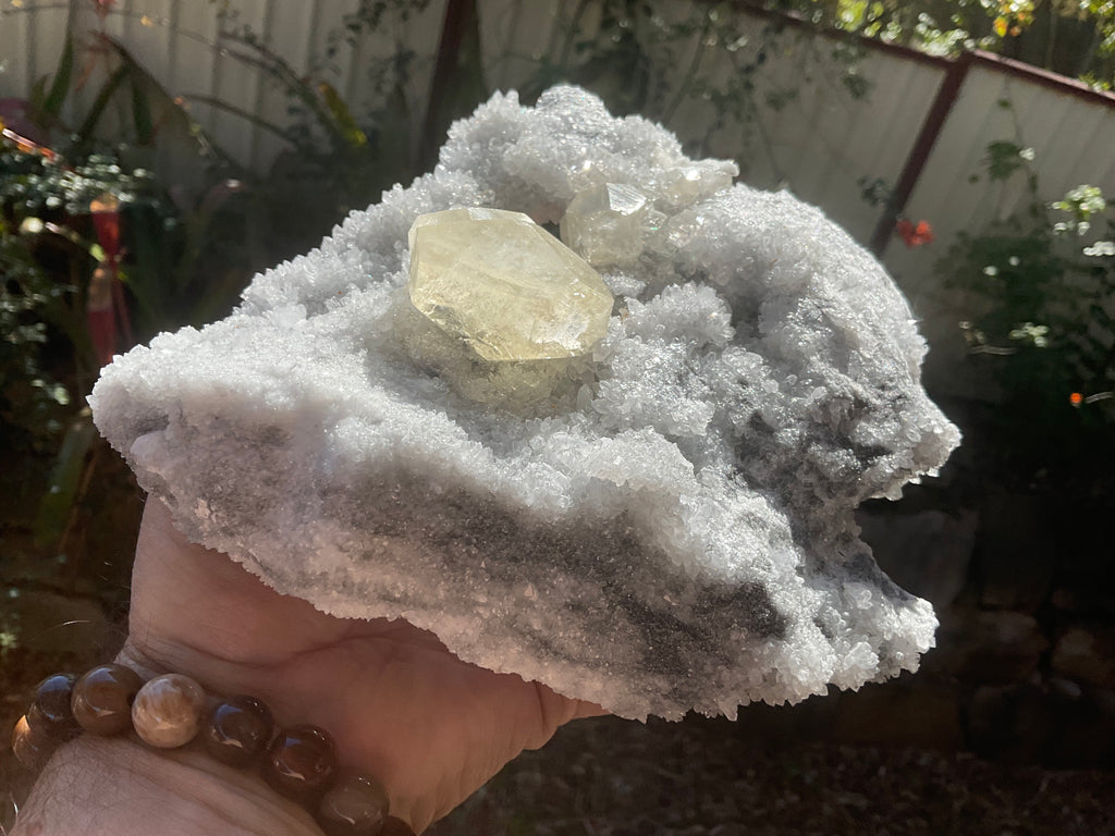 1382g Large Diamond Calcite on Needle Quartz from Fujian, China