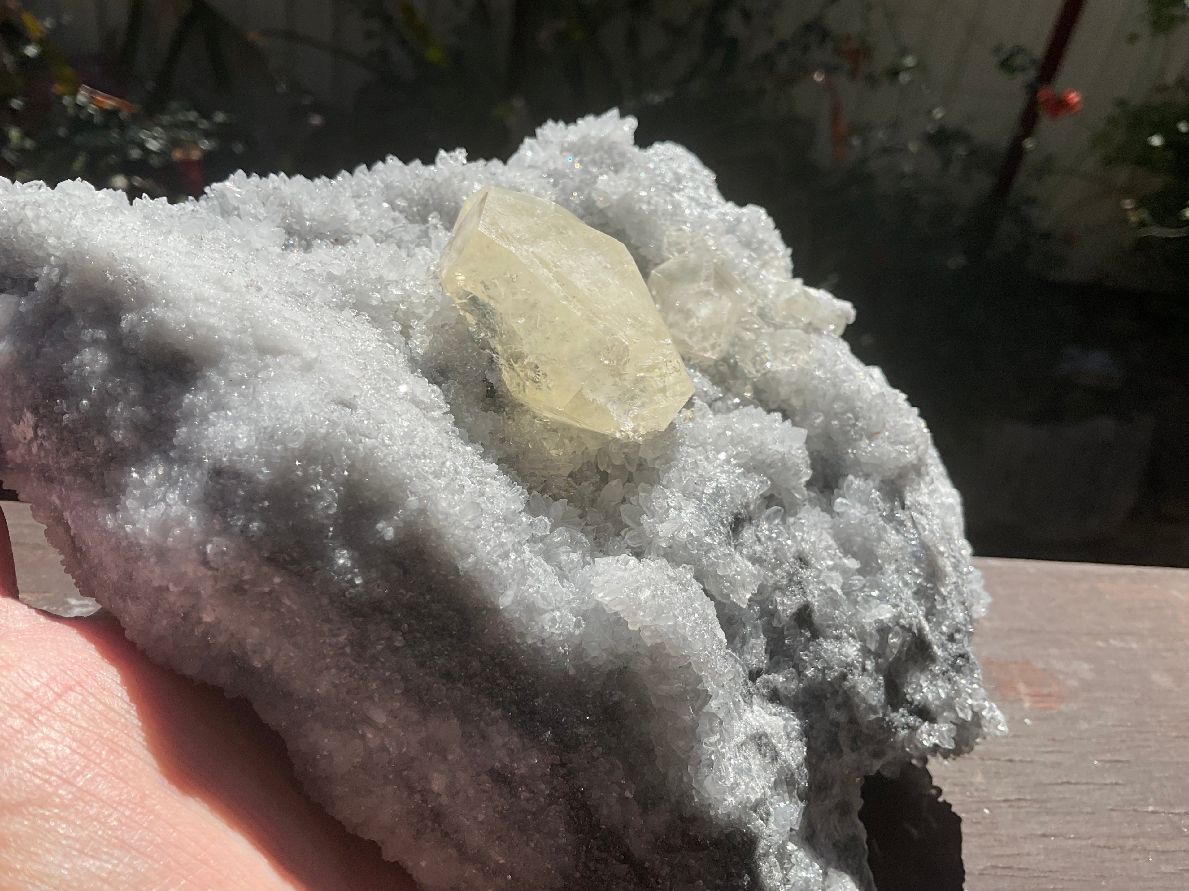 1382g Large Diamond Calcite on Needle Quartz from Fujian, China