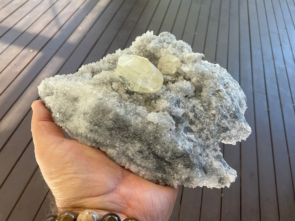 1382g Large Diamond Calcite on Needle Quartz from Fujian, China