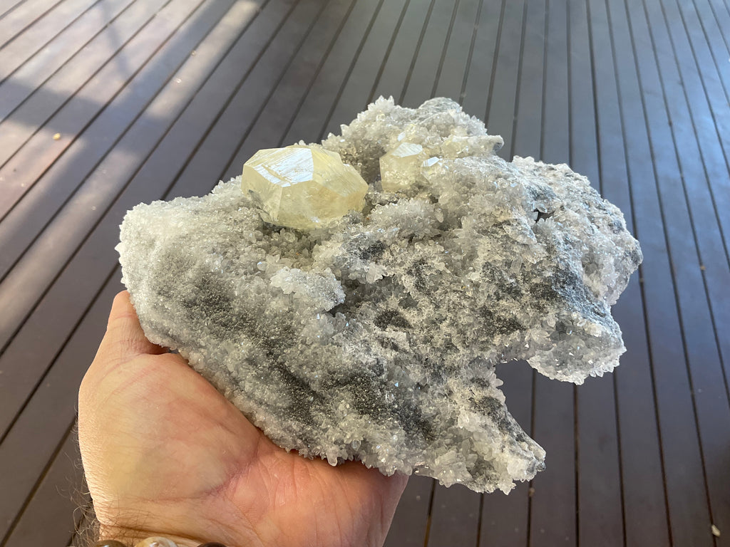 1382g Large Diamond Calcite on Needle Quartz from Fujian, China