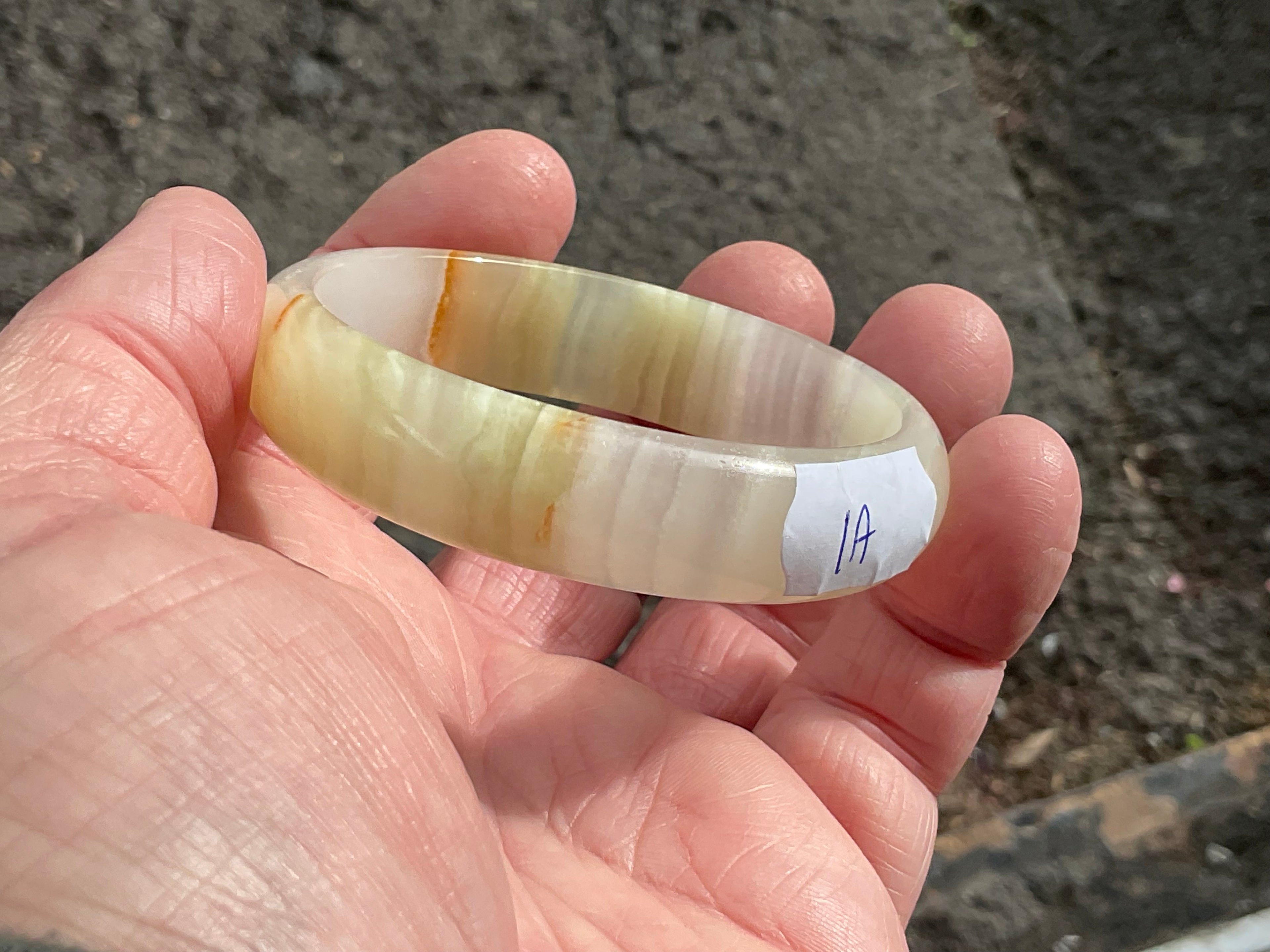 40g Small Green Banded Onyx Bangle 1A