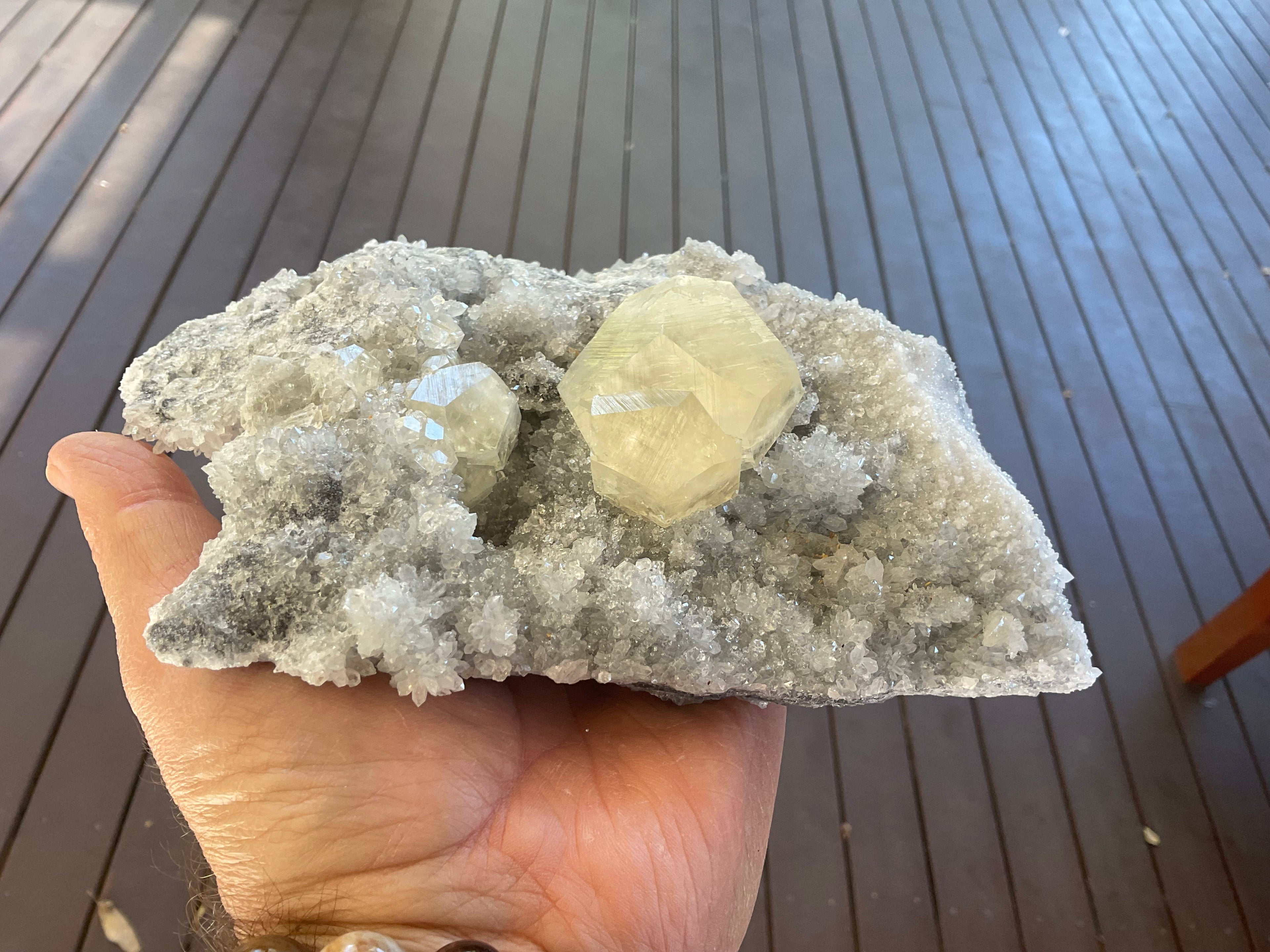1382g Large Diamond Calcite on Needle Quartz from Fujian, China