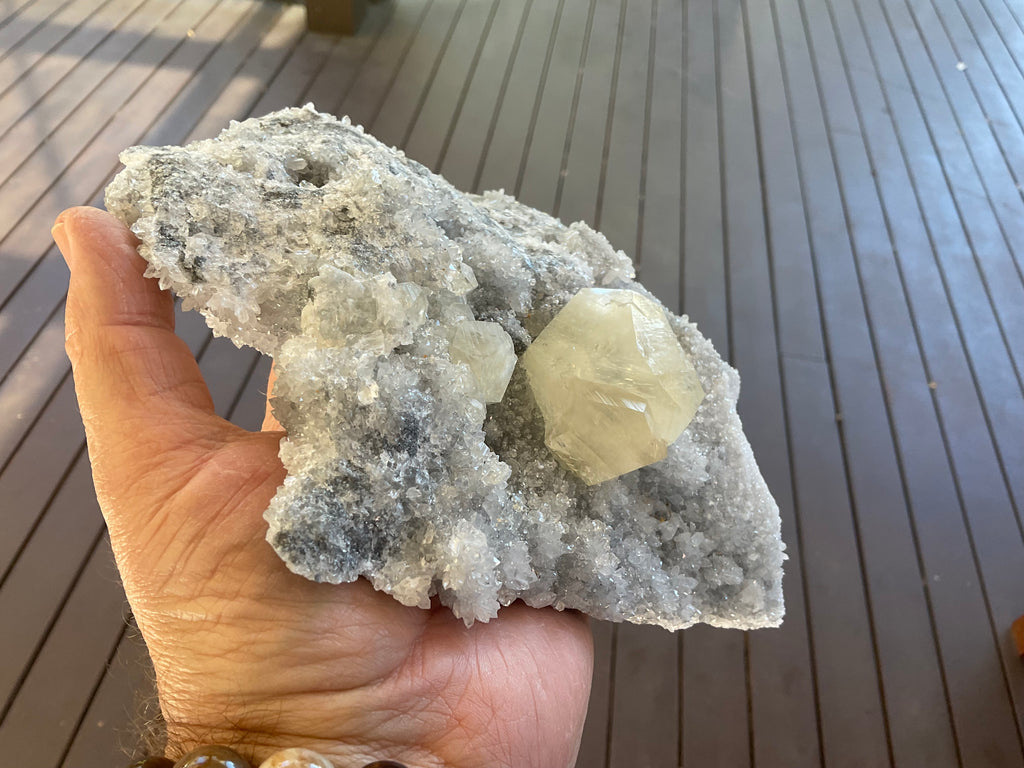 1382g Large Diamond Calcite on Needle Quartz from Fujian, China