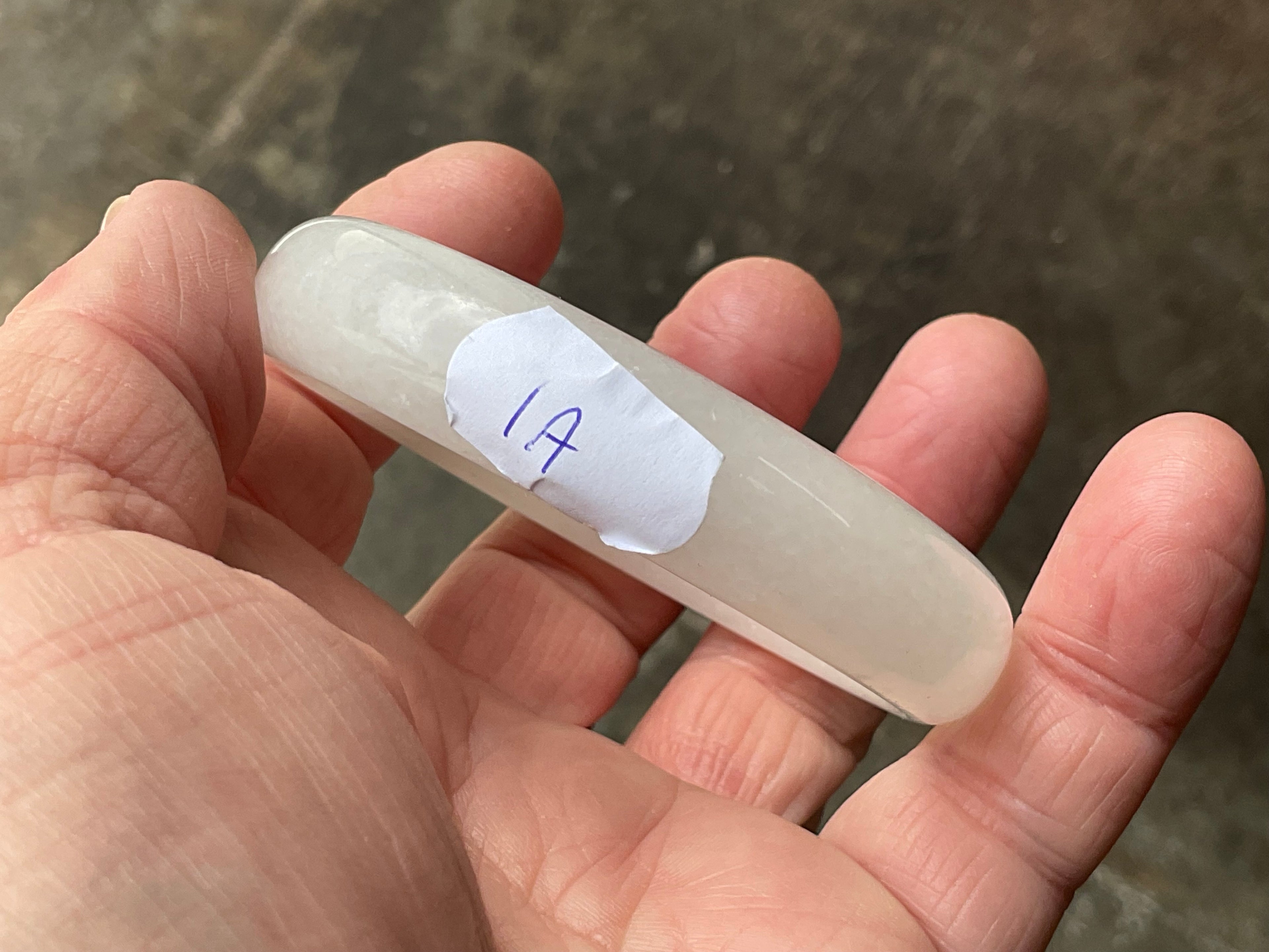 47g White Calcite Solid Bangle  1A